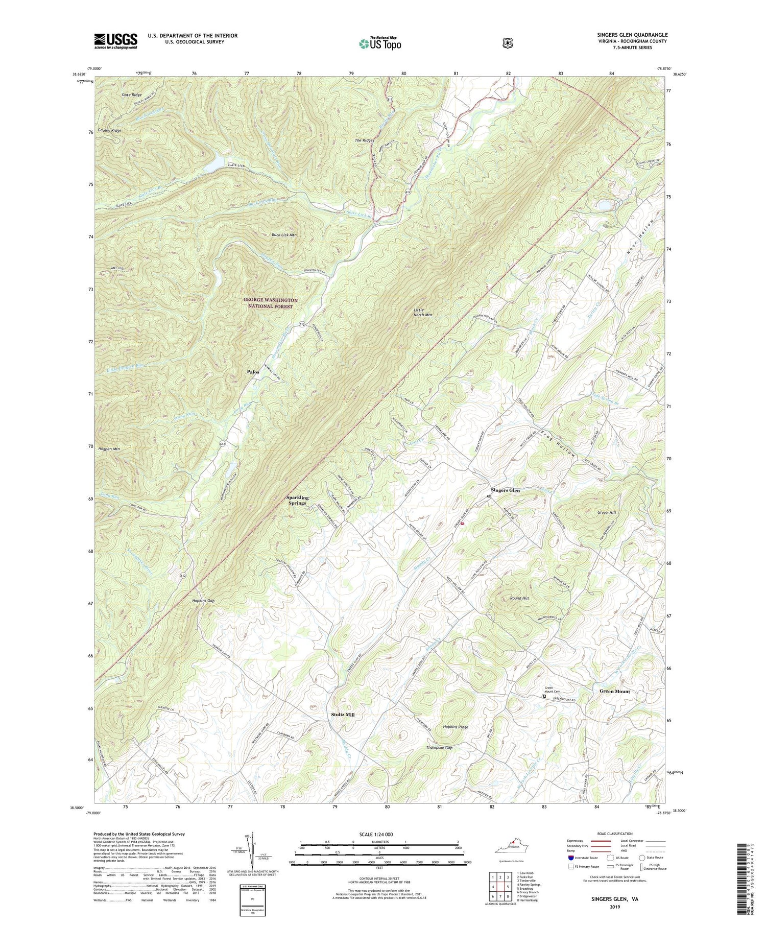 Singers Glen Virginia US Topo Map Image