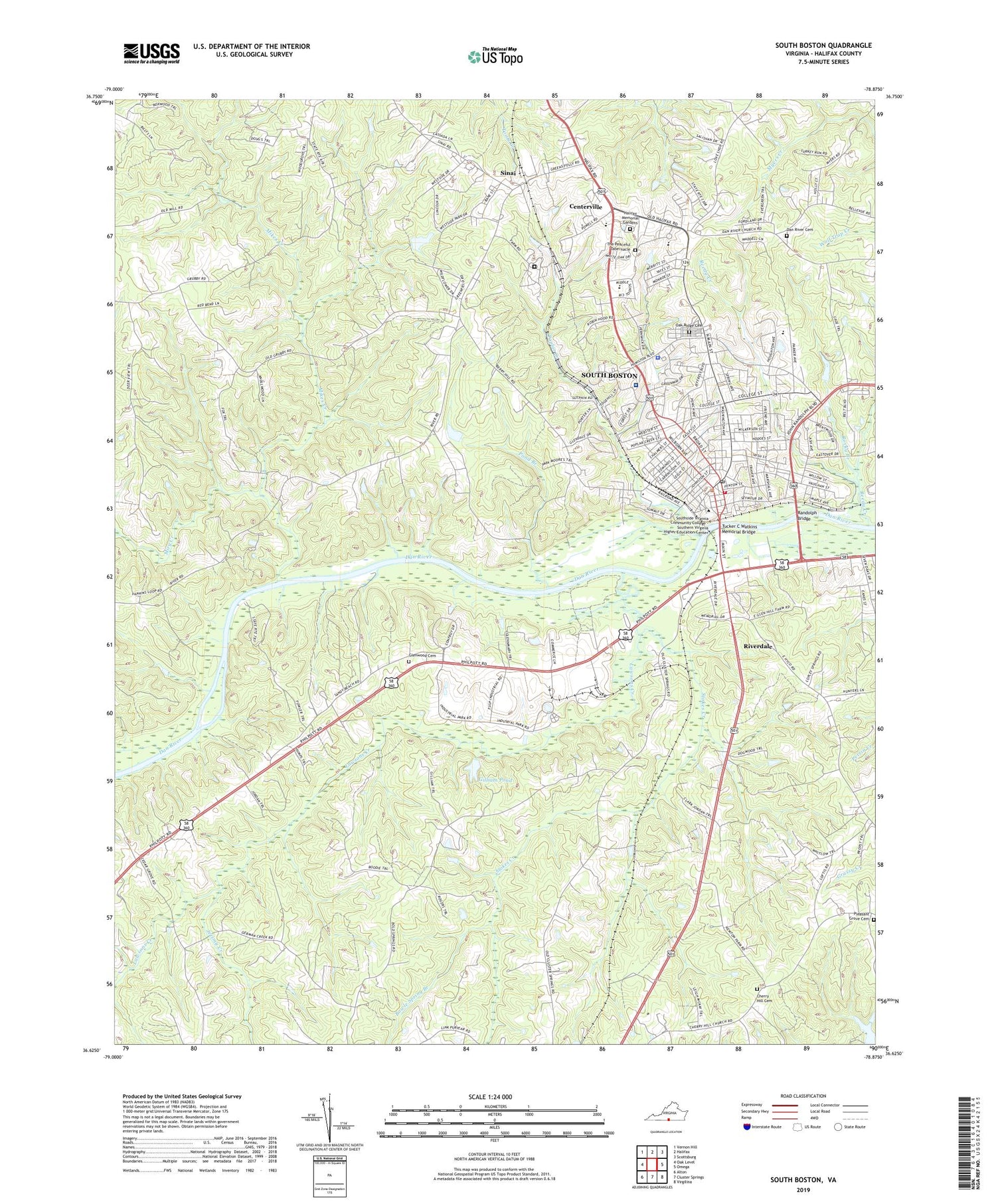 South Boston Virginia US Topo Map Image