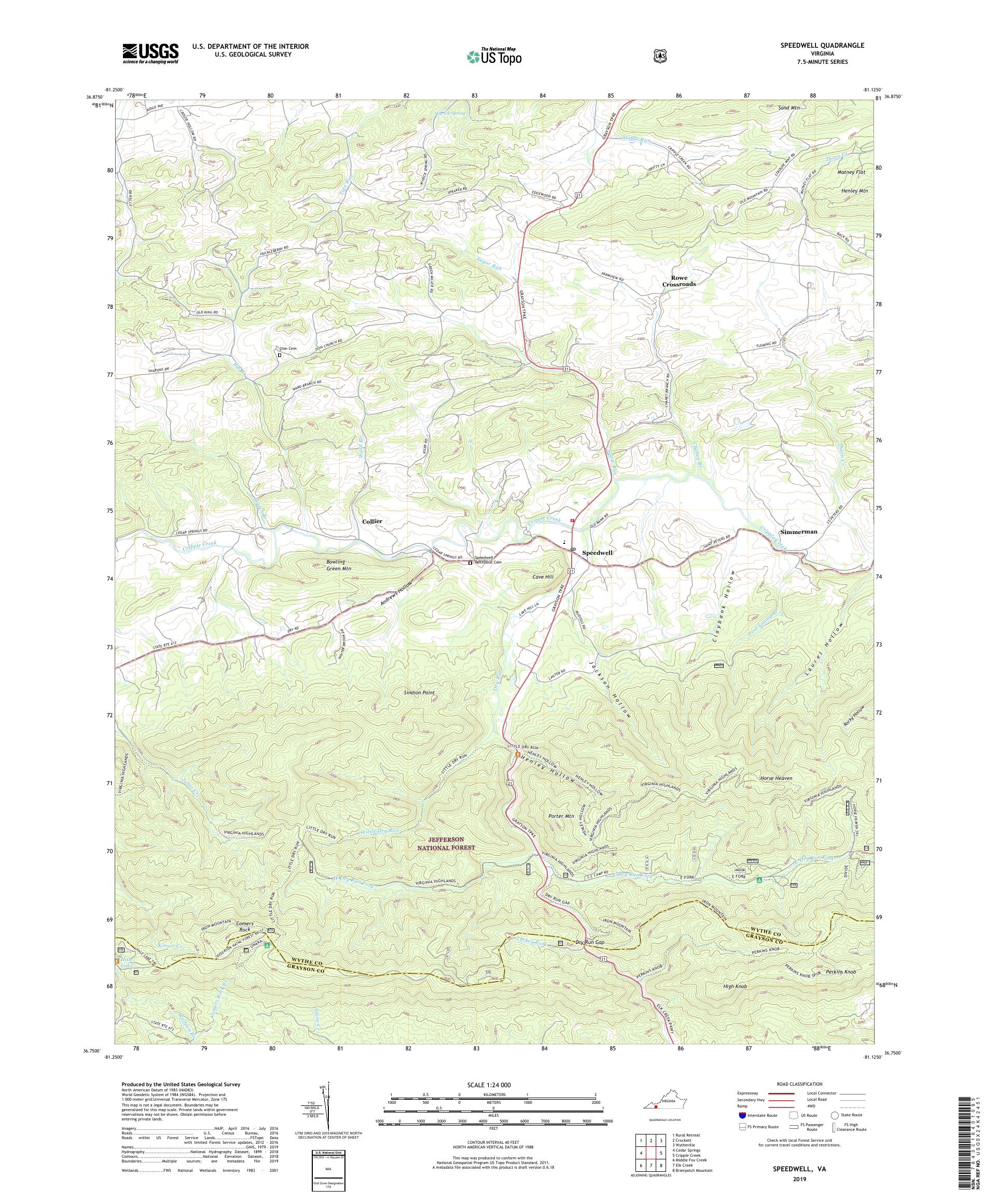 Speedwell Virginia US Topo Map – MyTopo Map Store