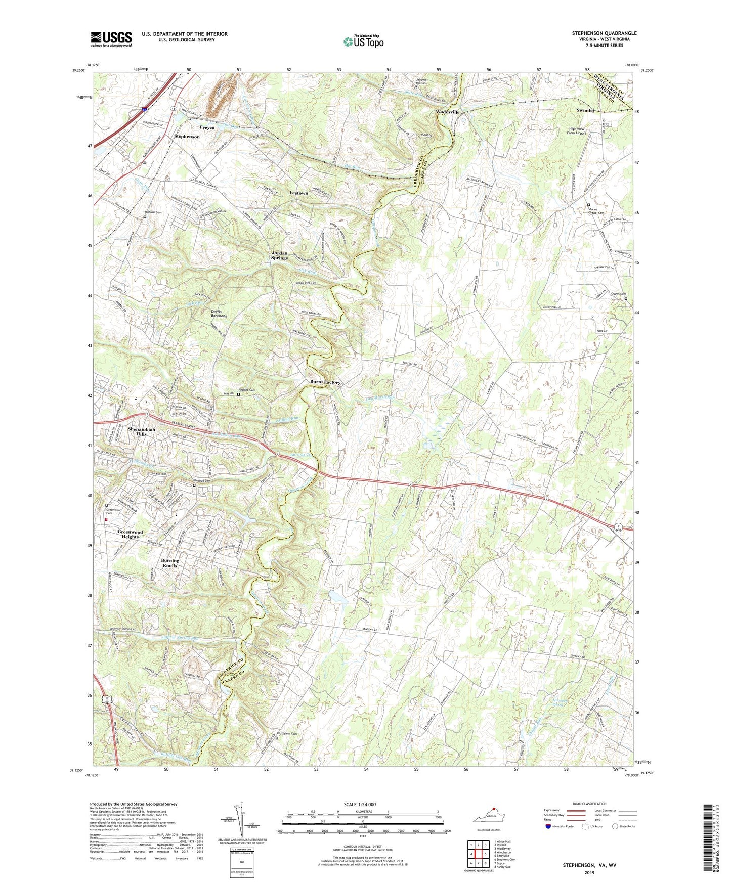 Stephenson Virginia US Topo Map Image