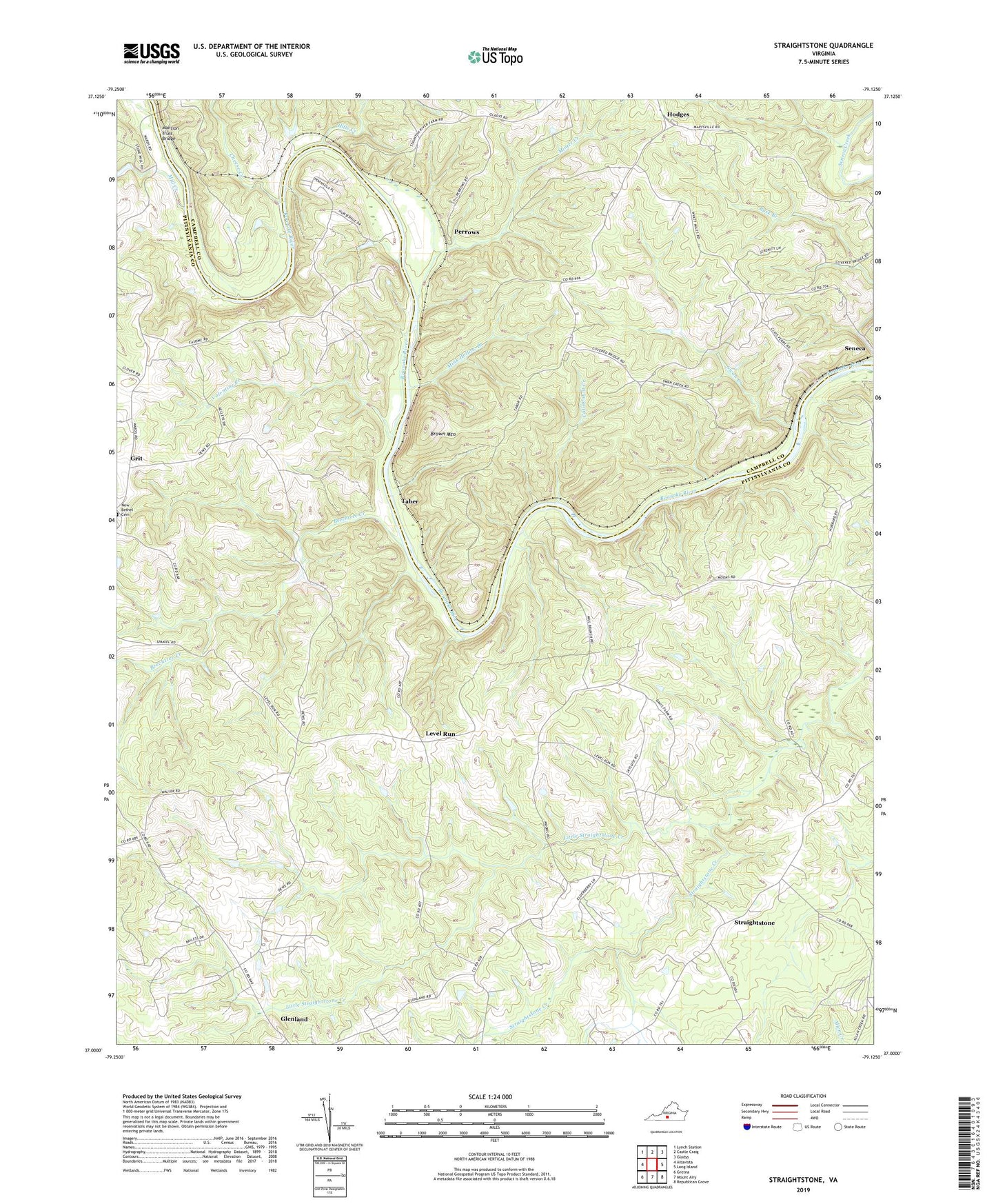 Straightstone Virginia US Topo Map Image