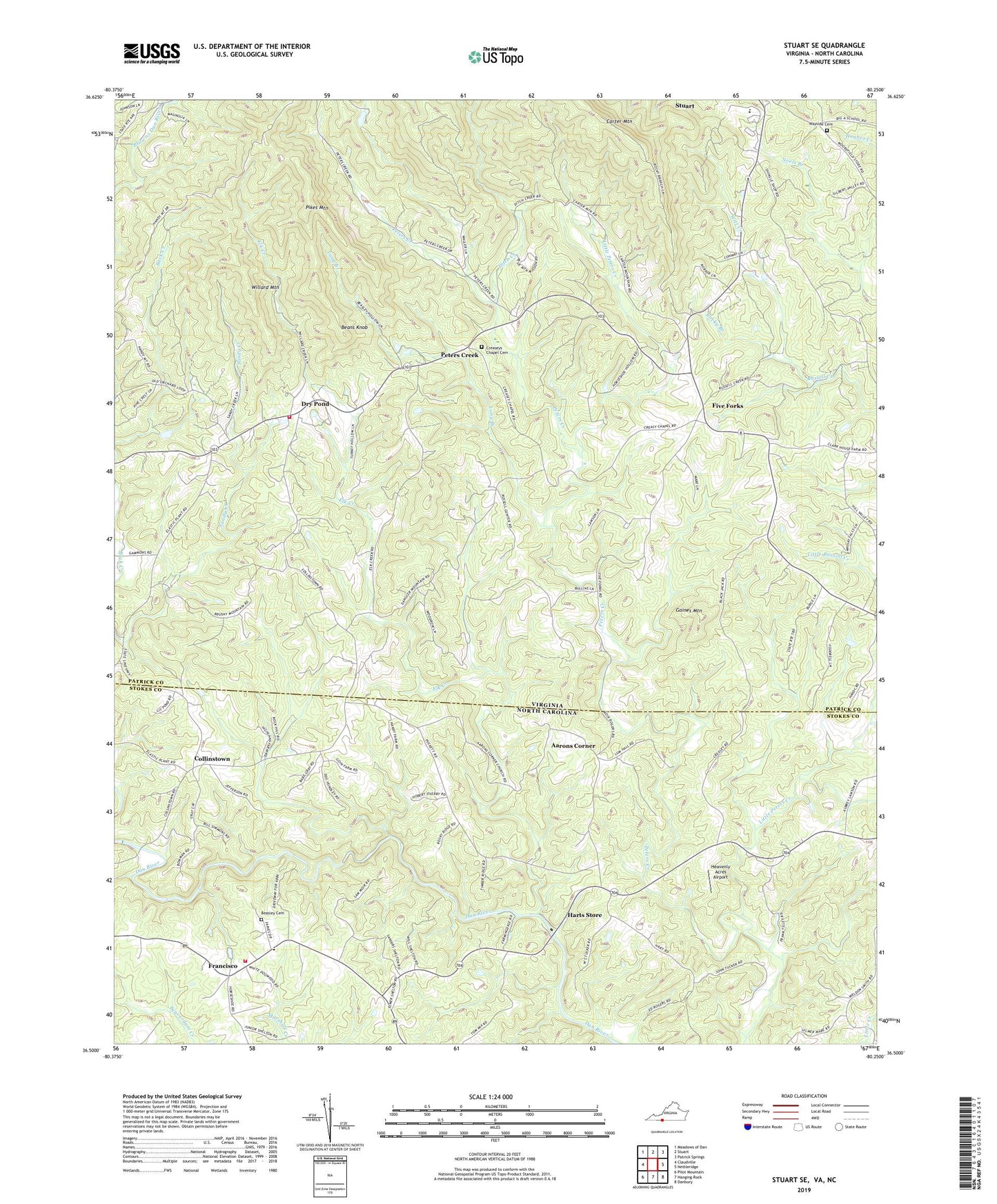 Stuart SE Virginia US Topo Map Image