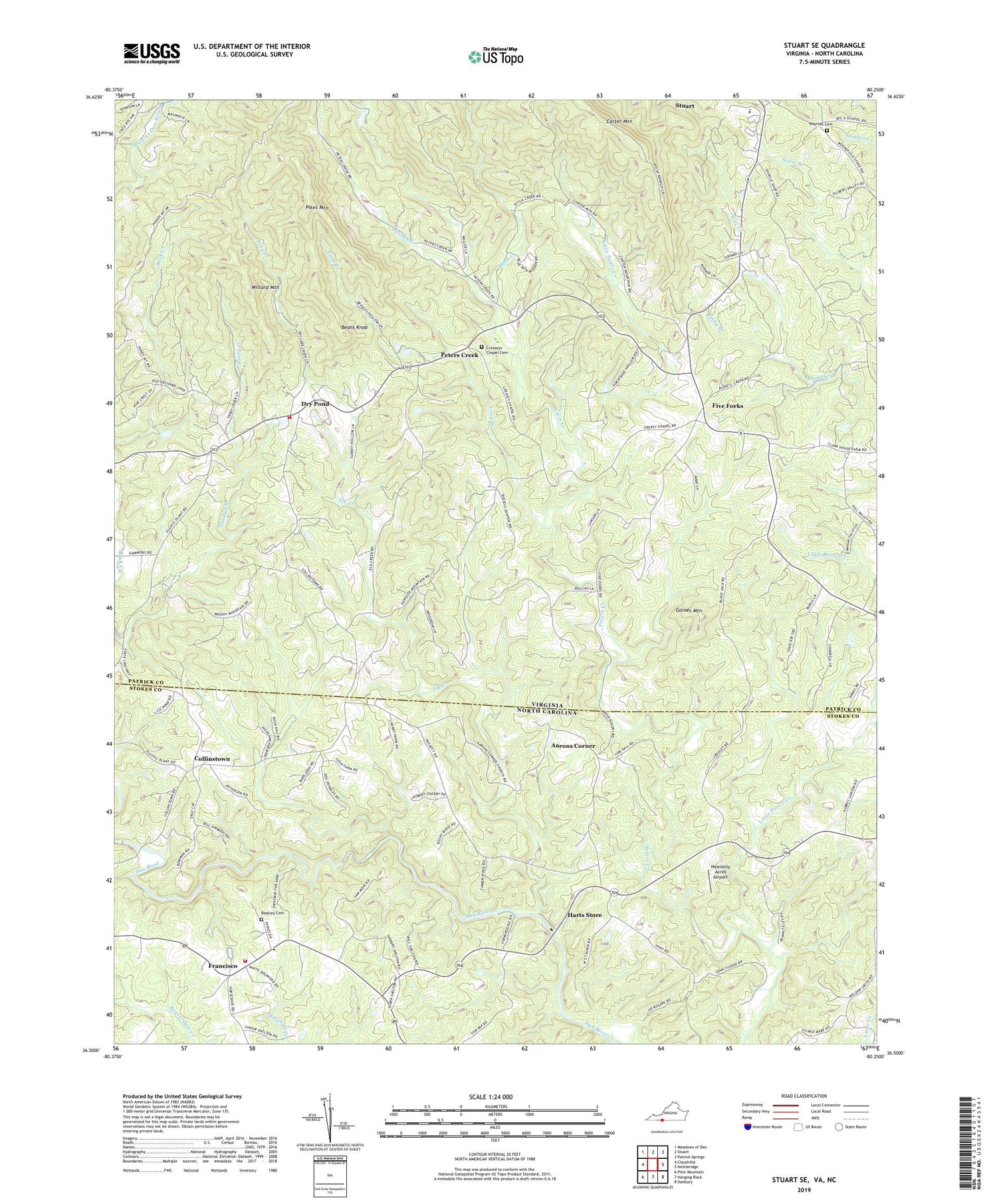 Stuart SE Virginia US Topo Map Image