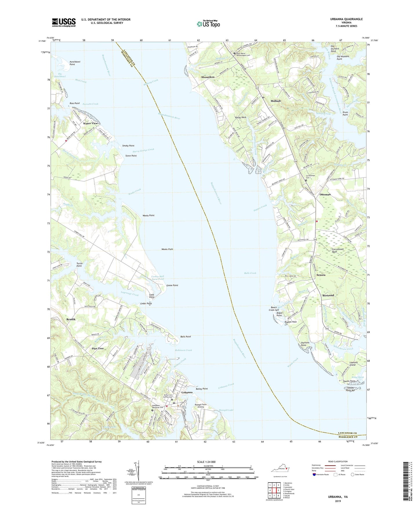 Urbanna Virginia US Topo Map Image