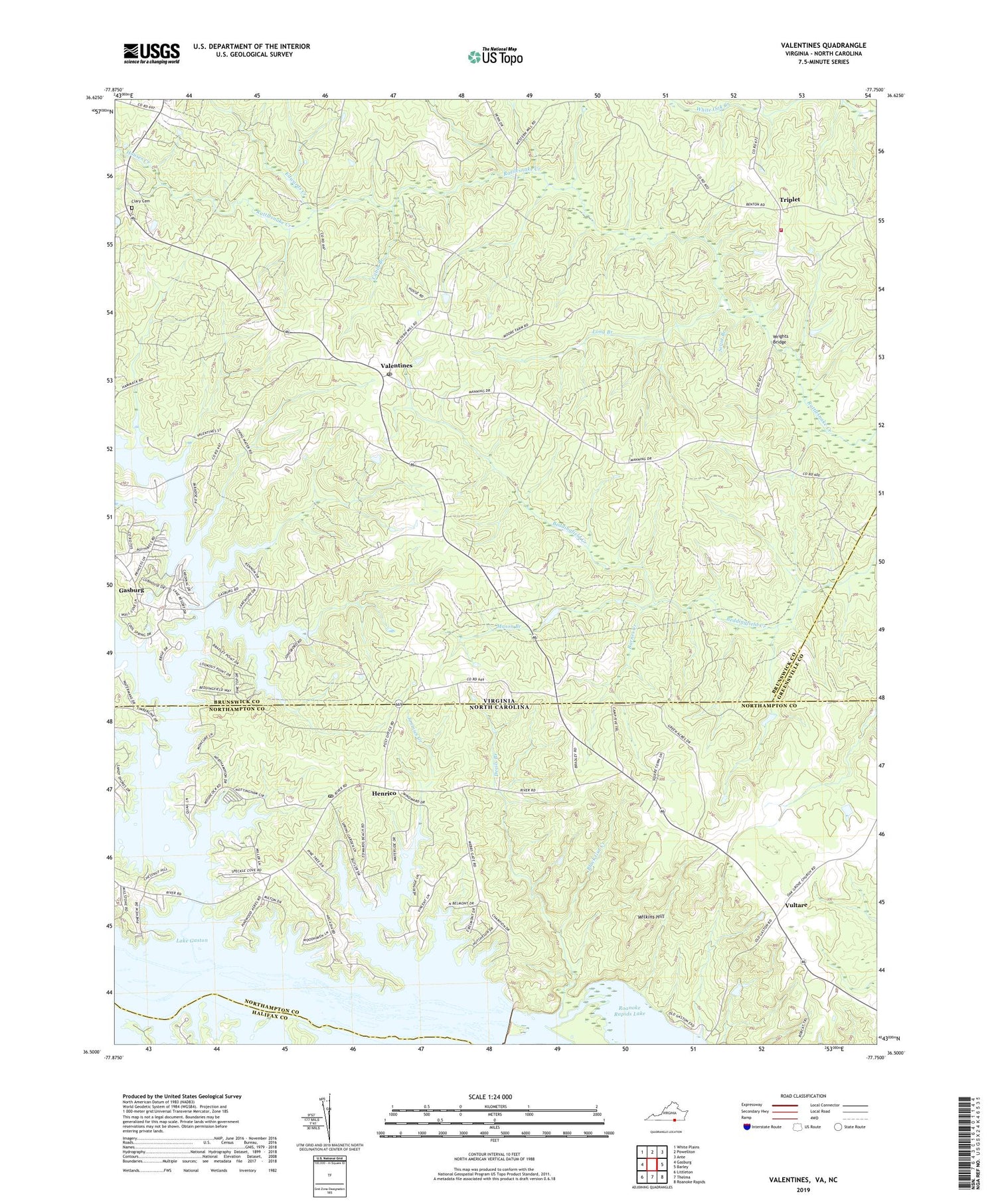 Valentines Virginia US Topo Map Image