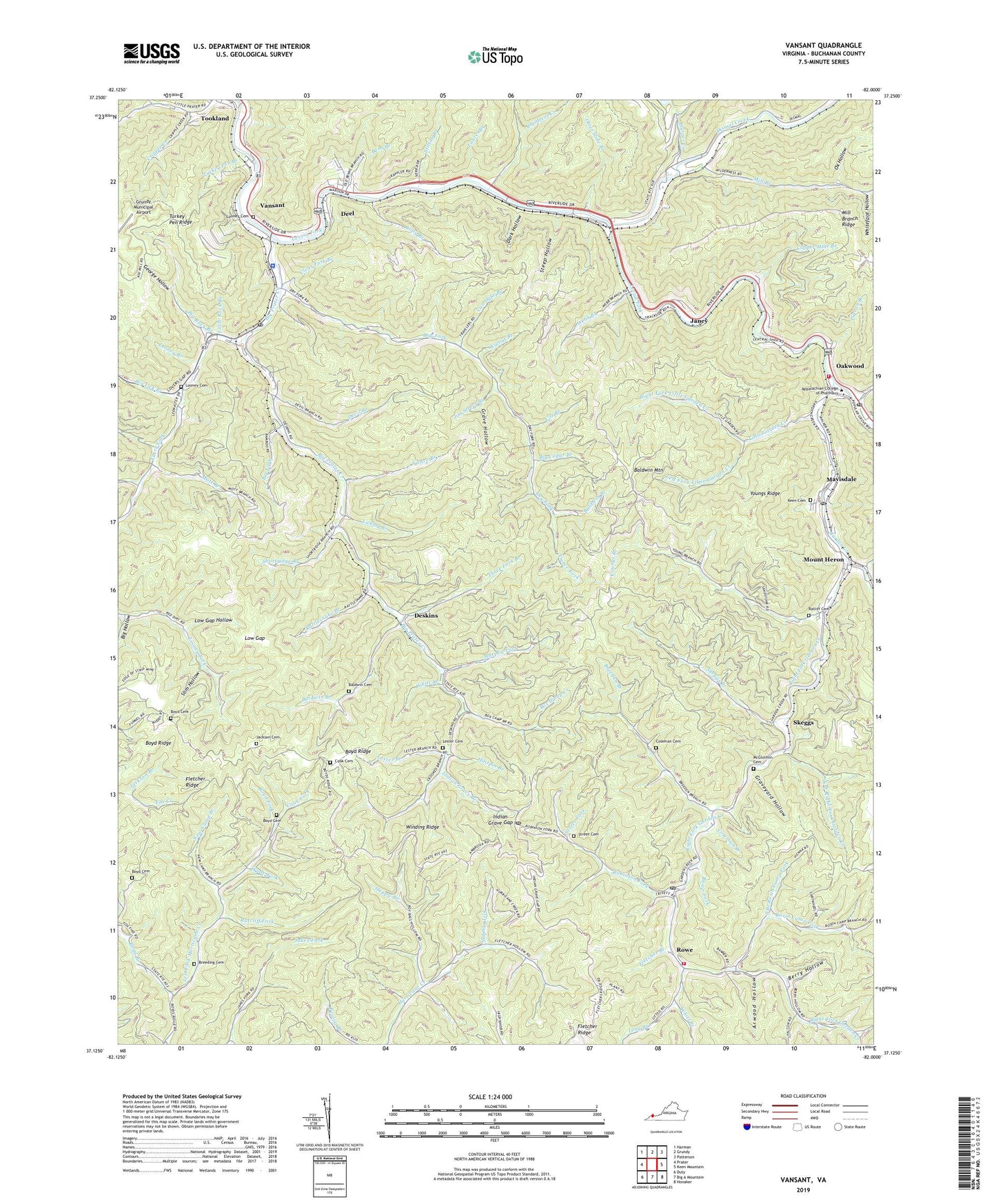 Vansant Virginia US Topo Map Image