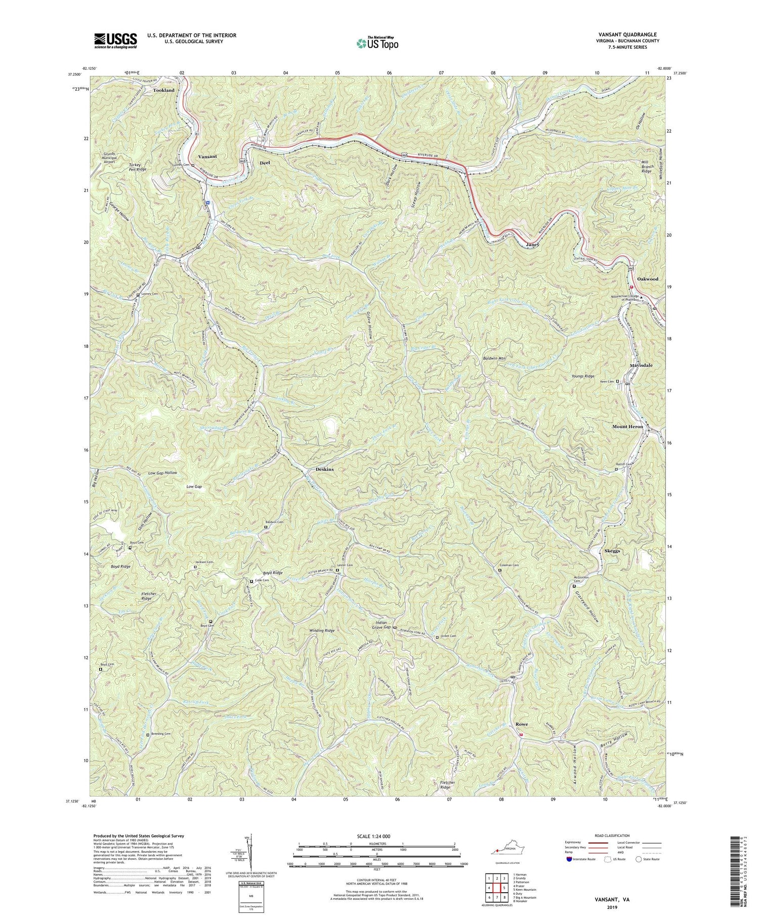 Vansant Virginia US Topo Map Image