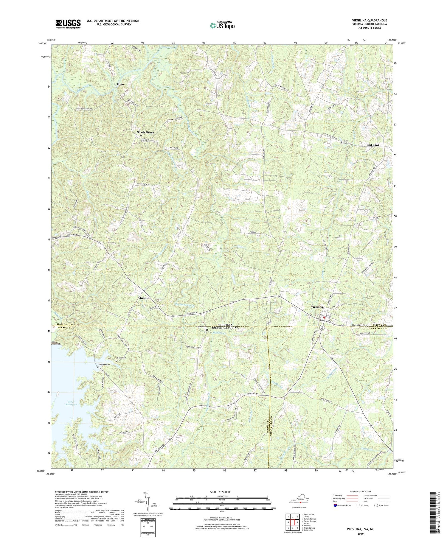 Virgilina Virginia US Topo Map Image