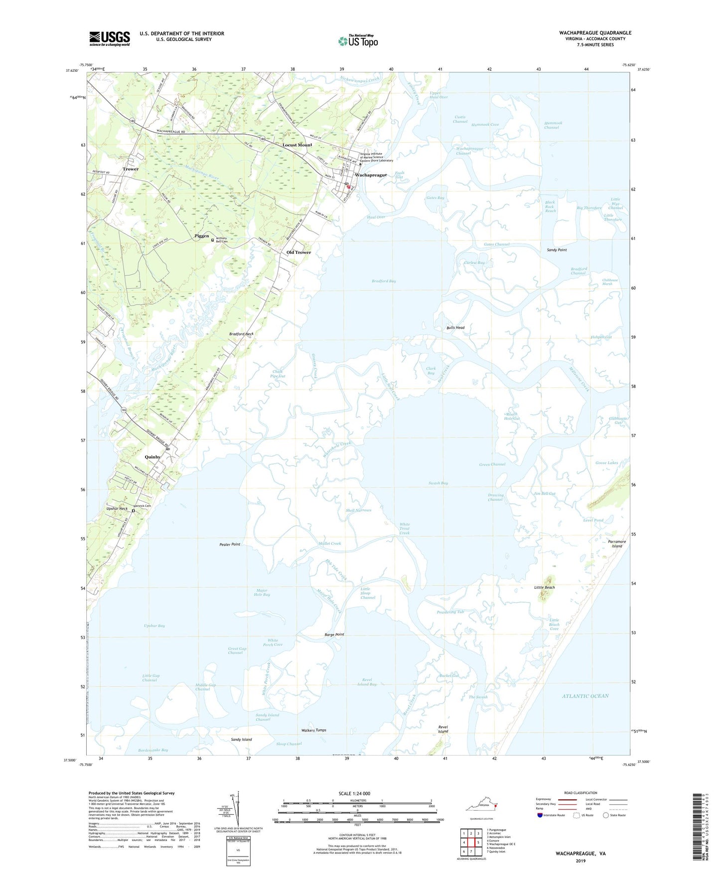 Wachapreague Virginia US Topo Map Image