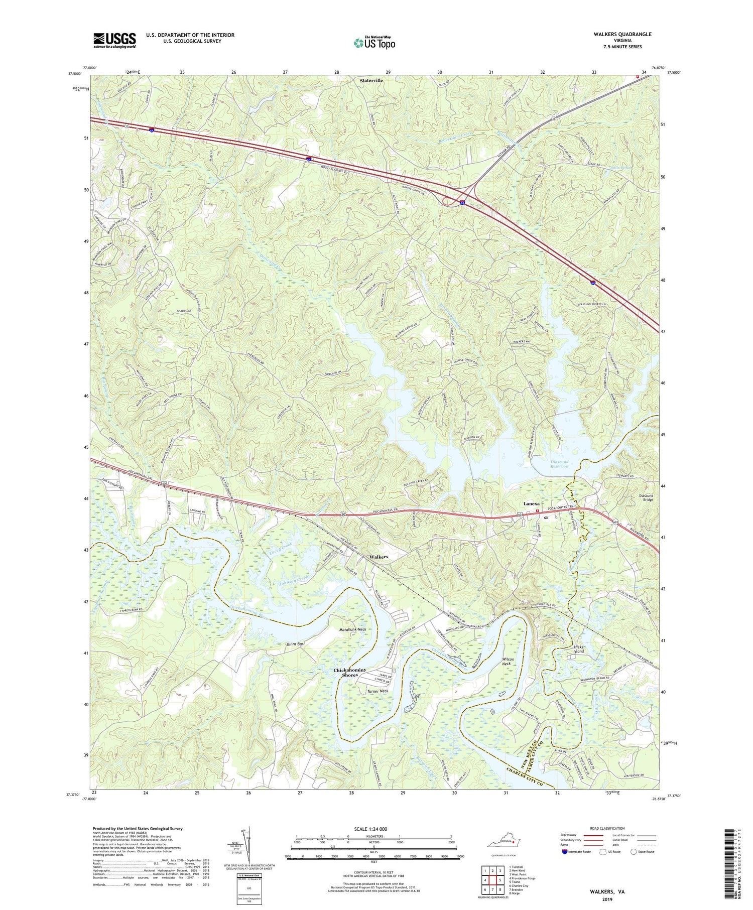 Walkers Virginia US Topo Map Image