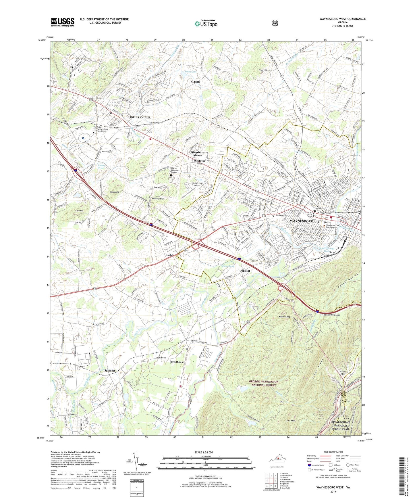 Waynesboro West Virginia US Topo Map Image