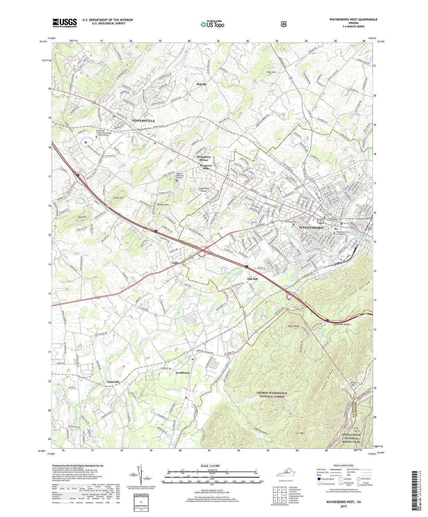 Waynesboro West Virginia US Topo Map Image