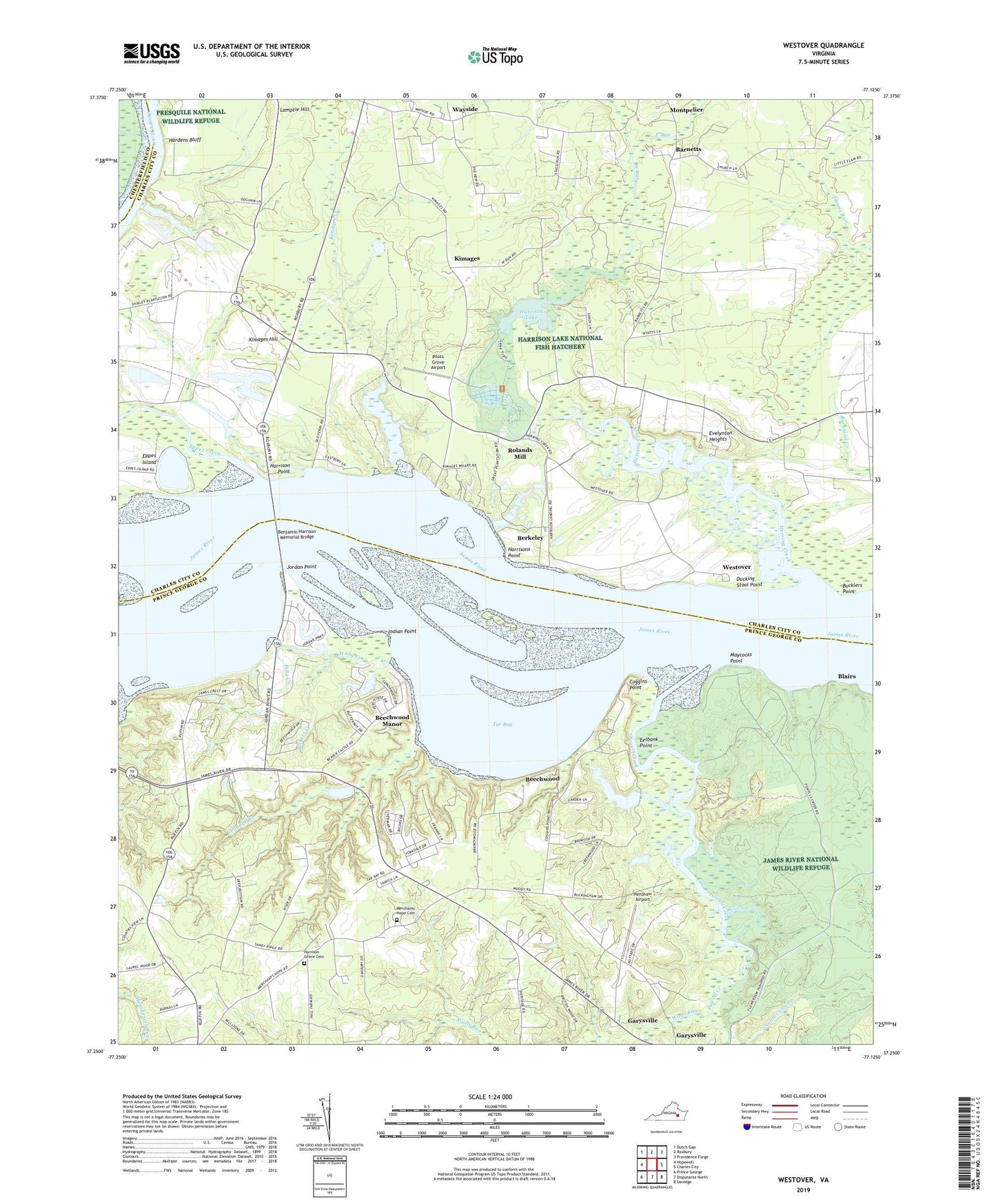 Westover Virginia US Topo Map Image