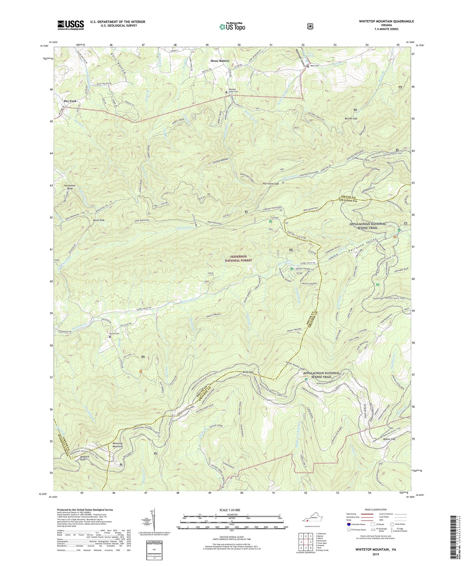 Whitetop Mountain Virginia US Topo Map Image