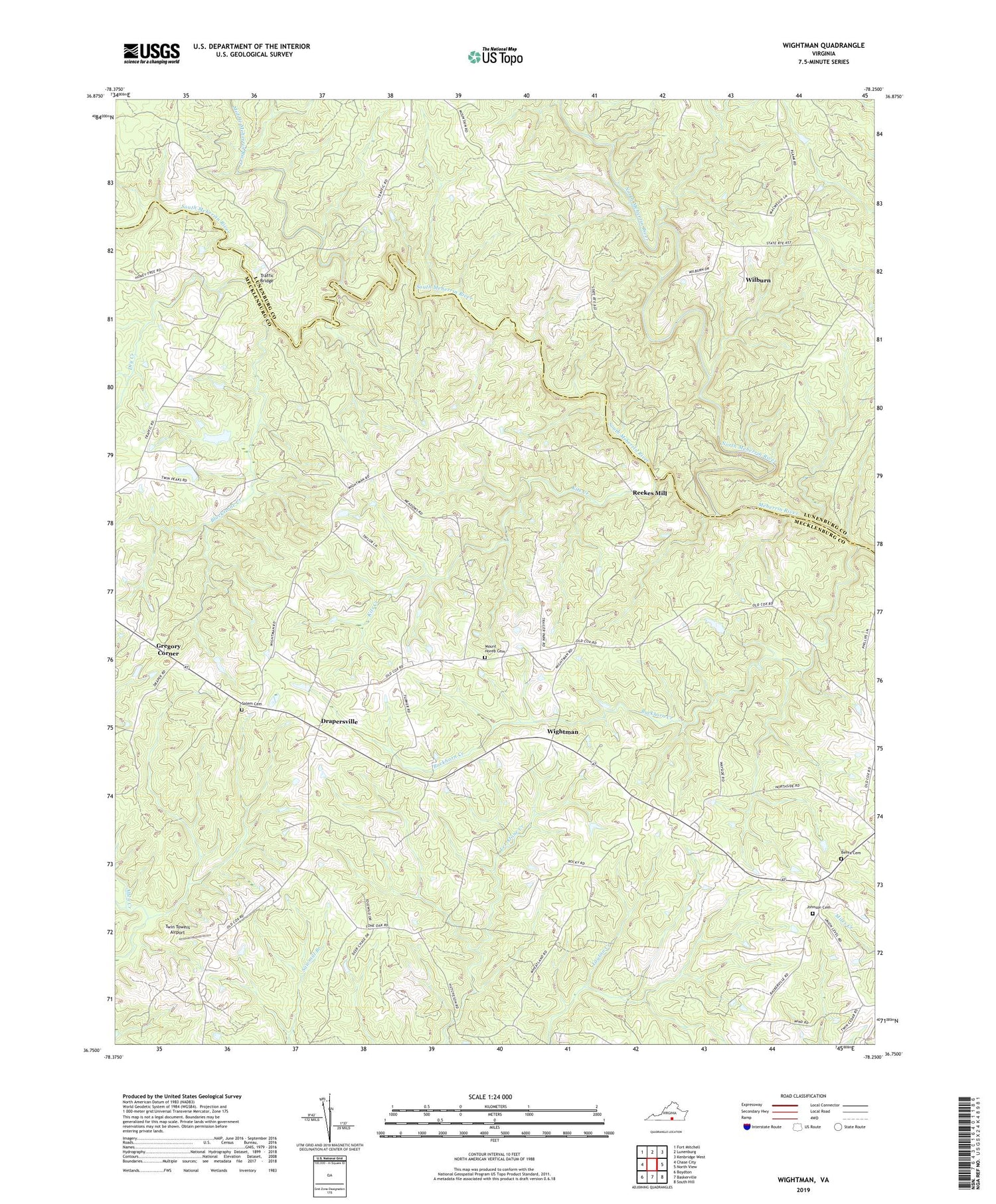 Wightman Virginia US Topo Map Image