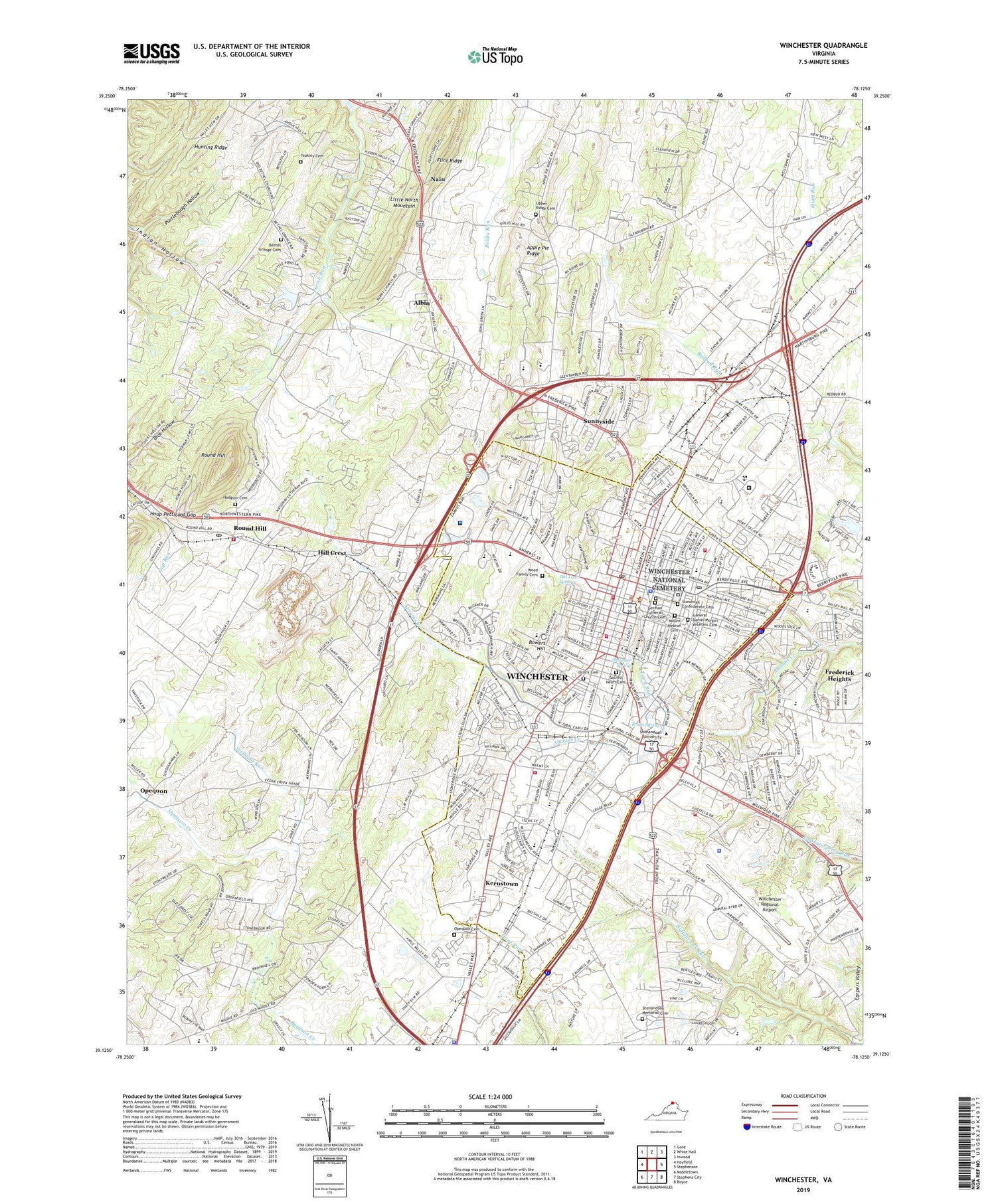 Winchester Virginia US Topo Map Image