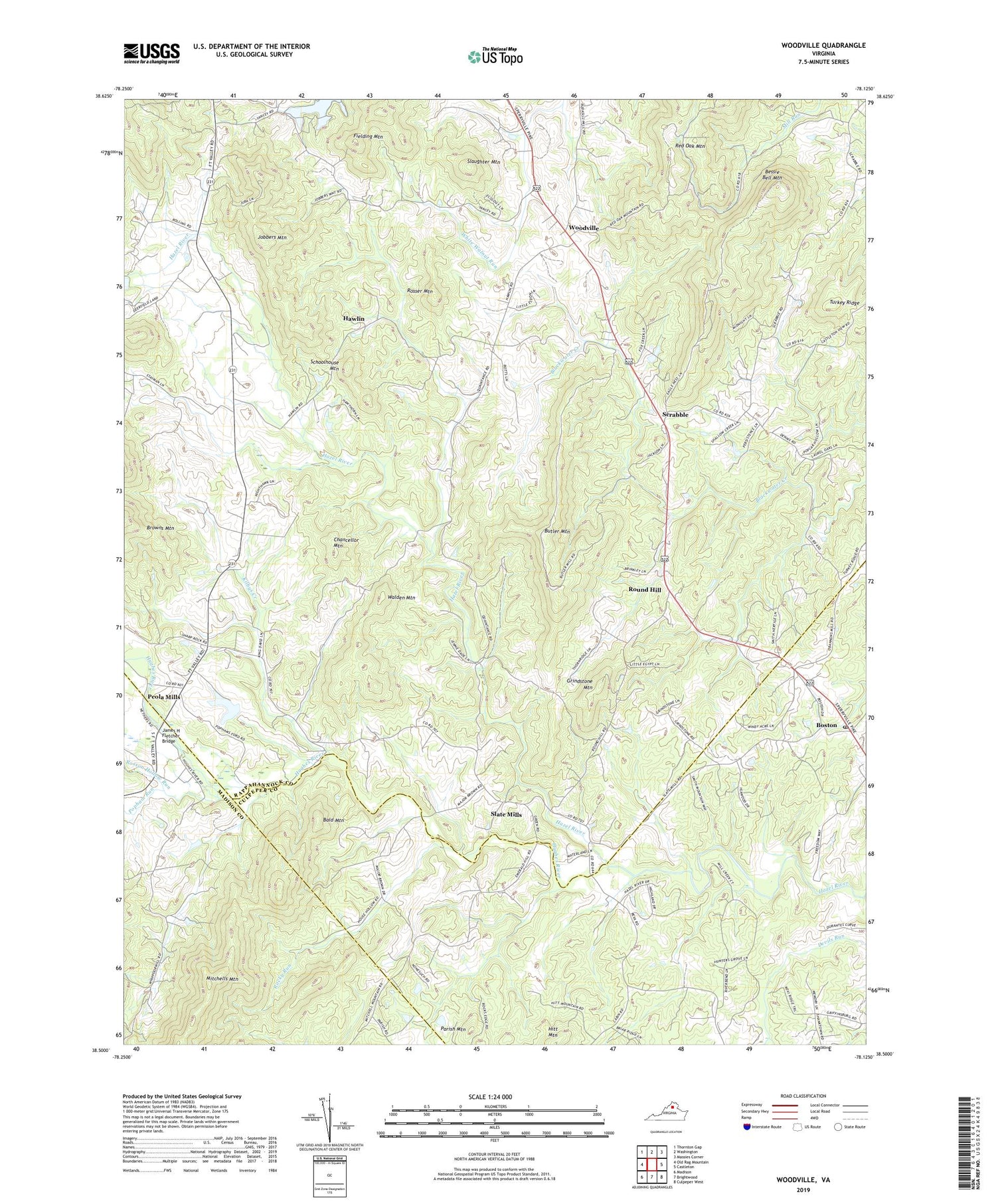 Woodville Virginia US Topo Map Image