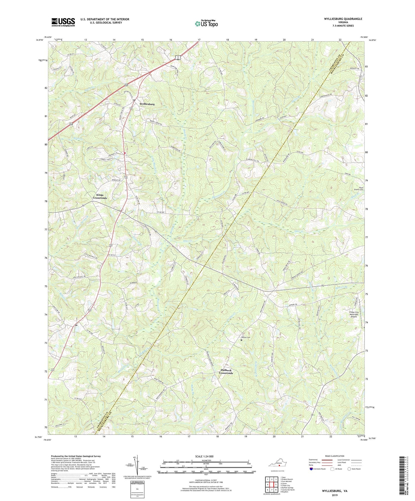 Wylliesburg Virginia US Topo Map Image