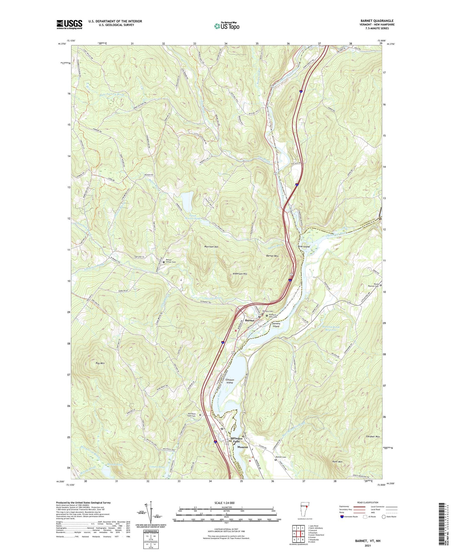 Barnet Vermont US Topo Map Image