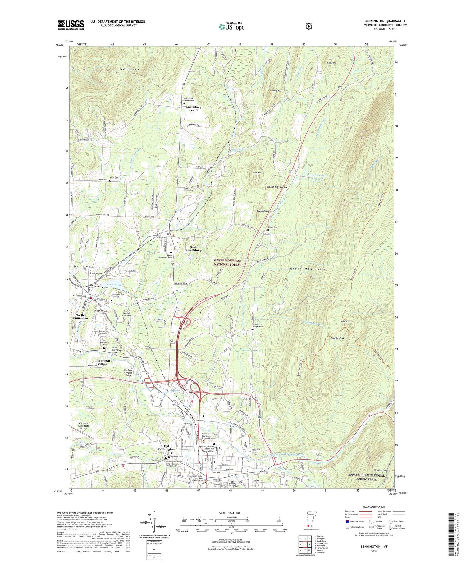 Bennington Vermont US Topo Map Image