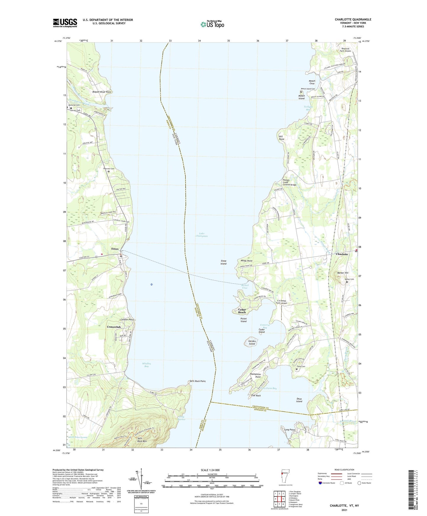Charlotte Vermont US Topo Map Image