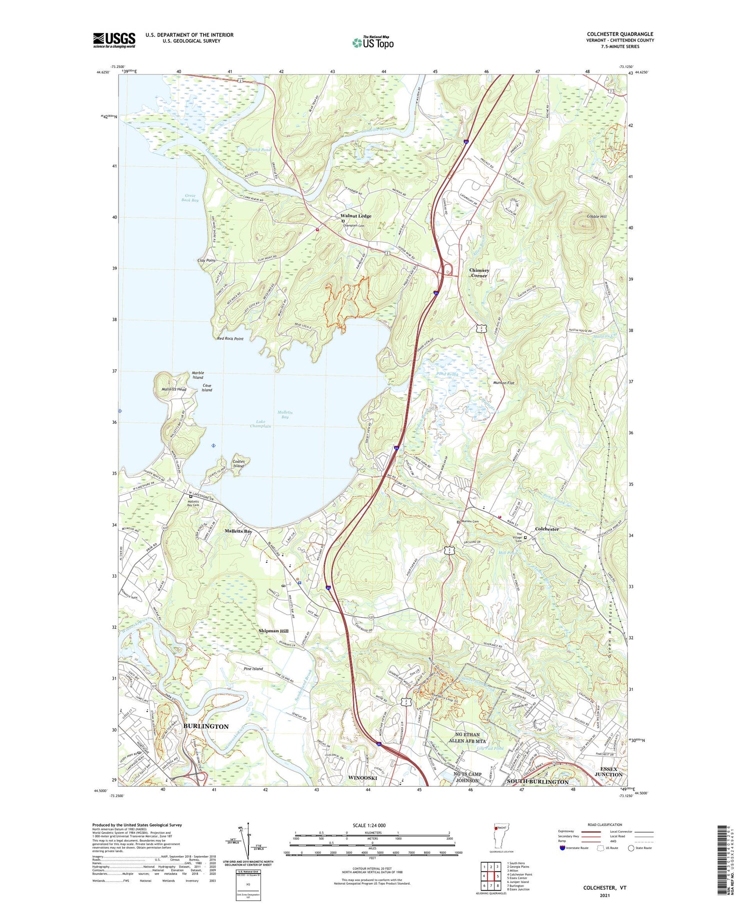 Colchester Vermont US Topo Map Image