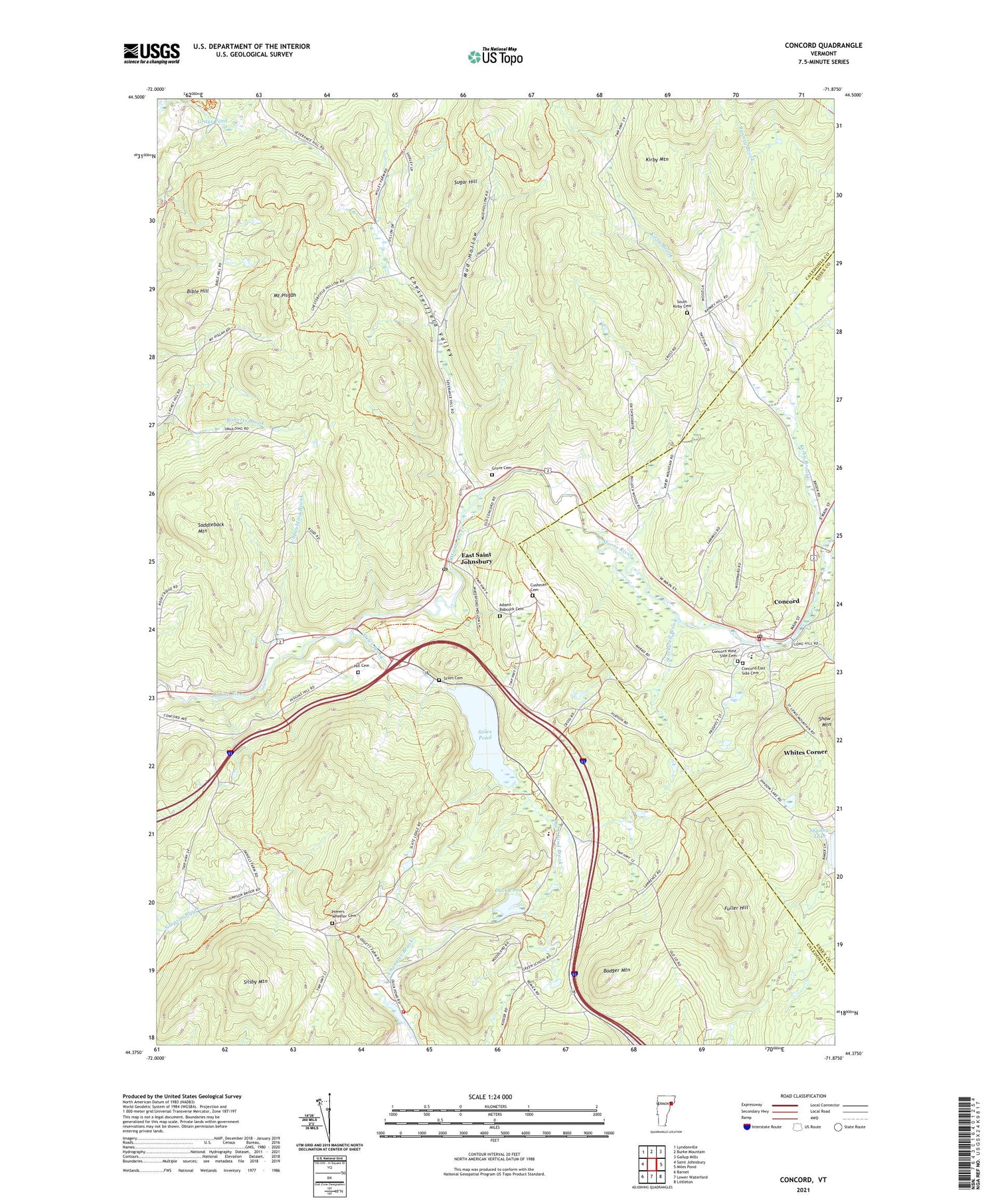 Concord Vermont US Topo Map Image