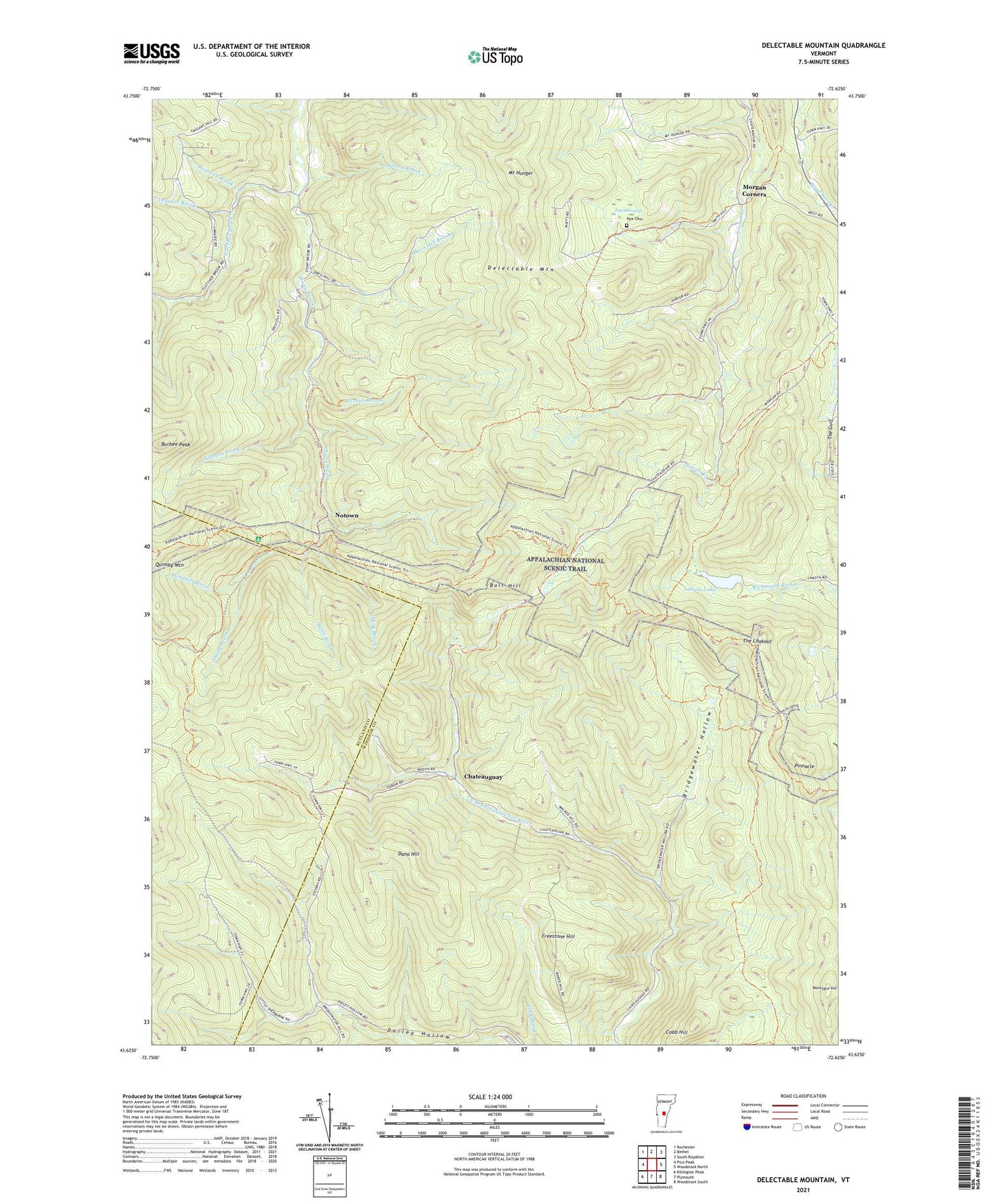 Delectable Mountain Vermont US Topo Map Image