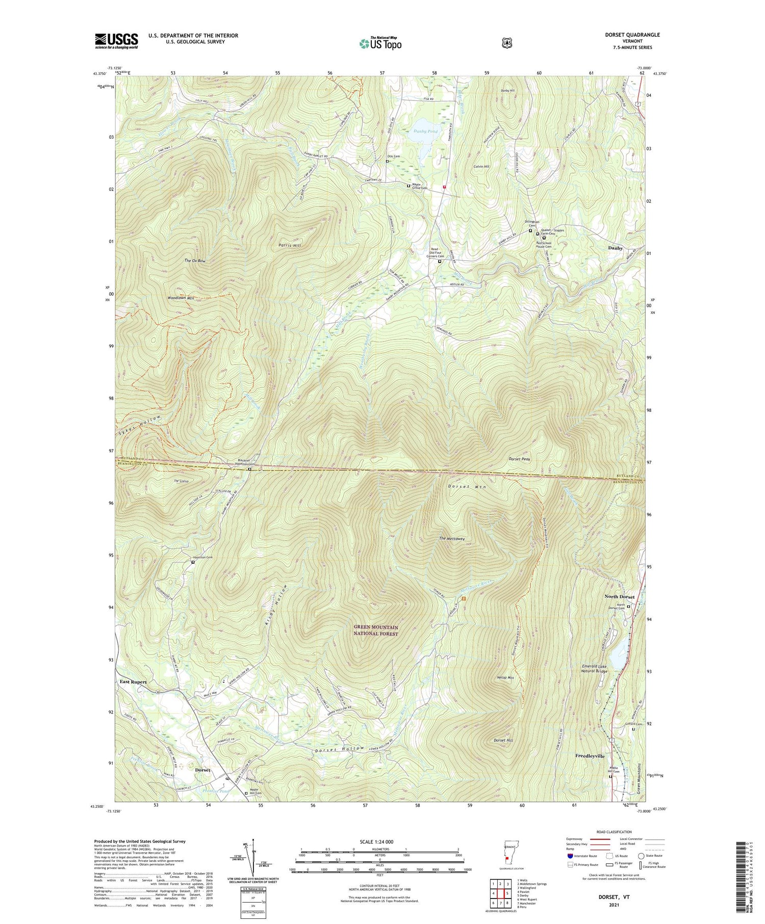 Dorset Vermont US Topo Map Image