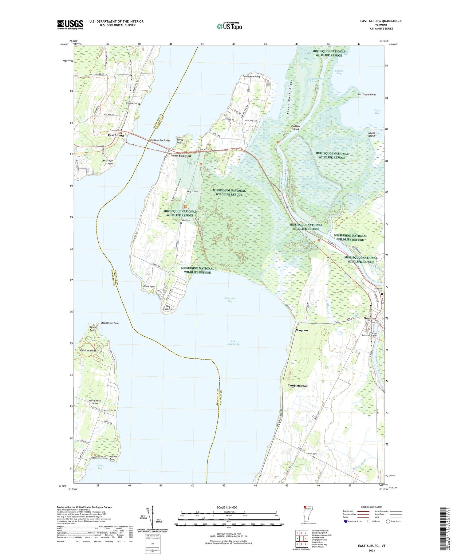 East Alburg Vermont US Topo Map Image