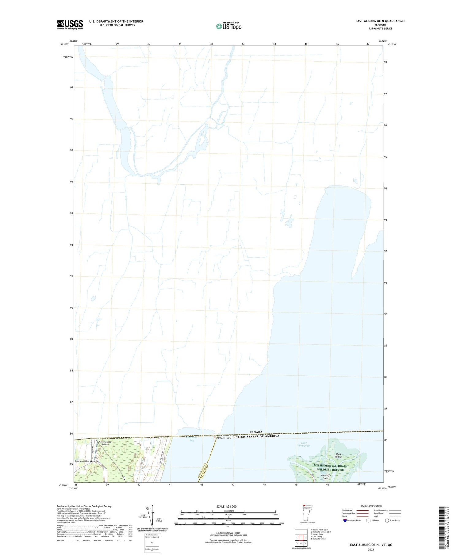 East Alburg OE N Vermont US Topo Map Image