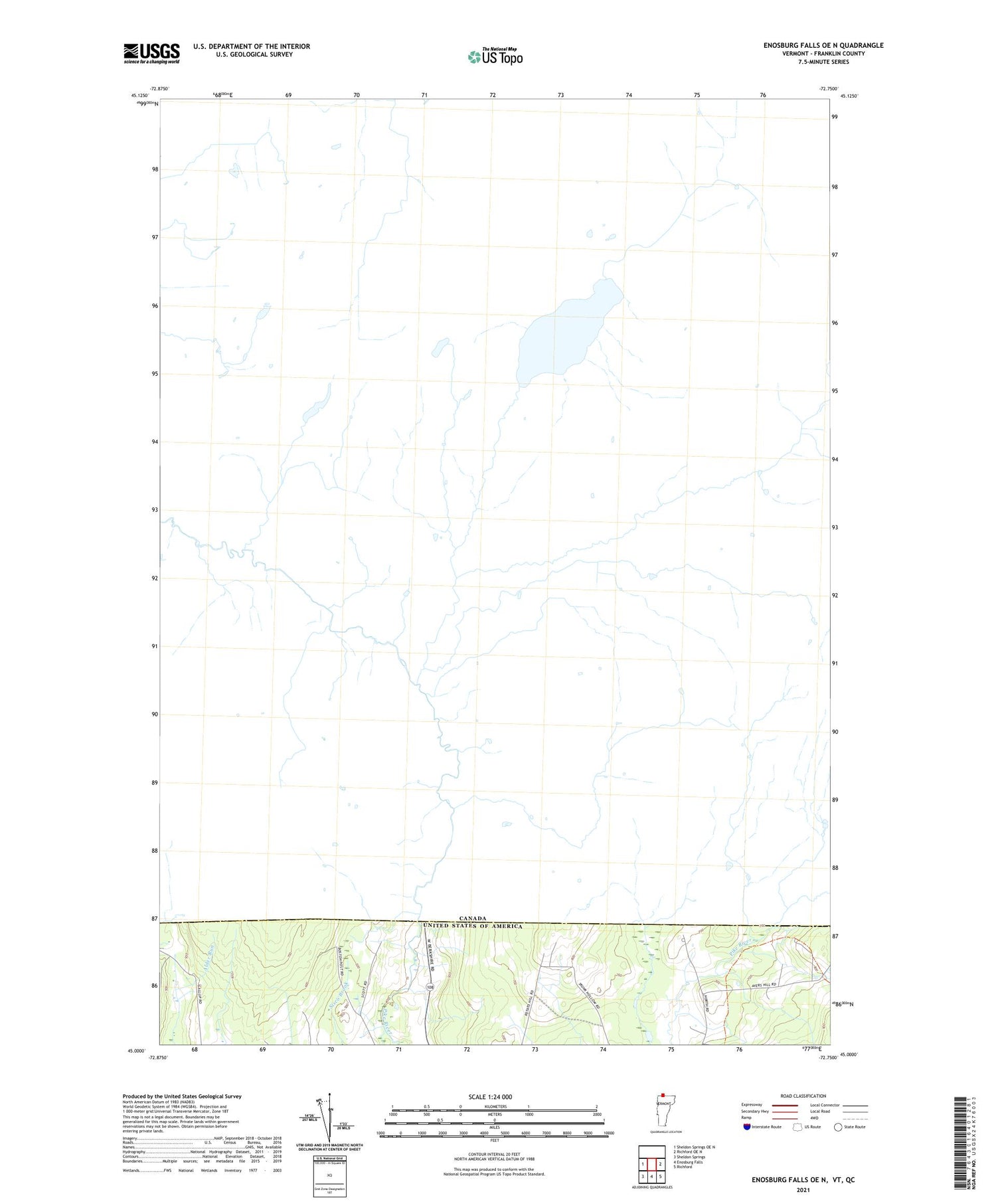 Enosburg Falls OE N Vermont US Topo Map Image