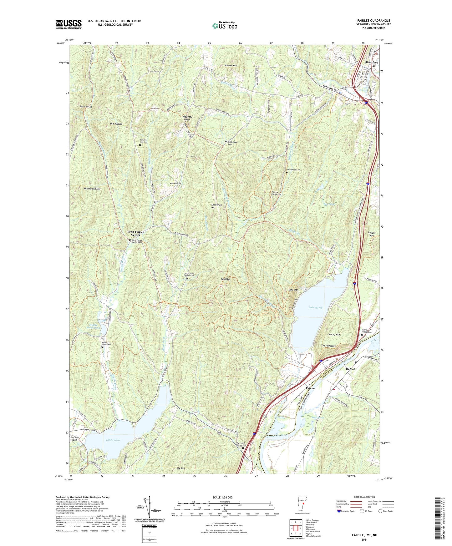 Fairlee Vermont US Topo Map Image