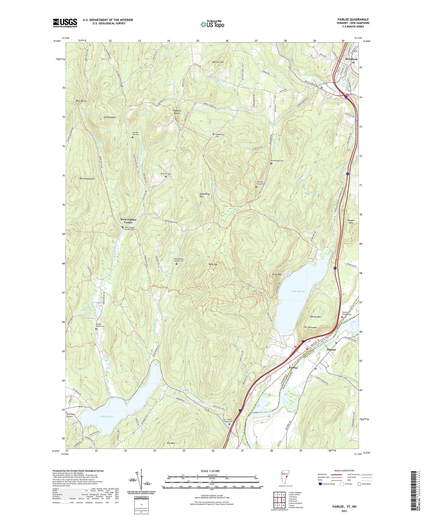 Fairlee Vermont US Topo Map Image