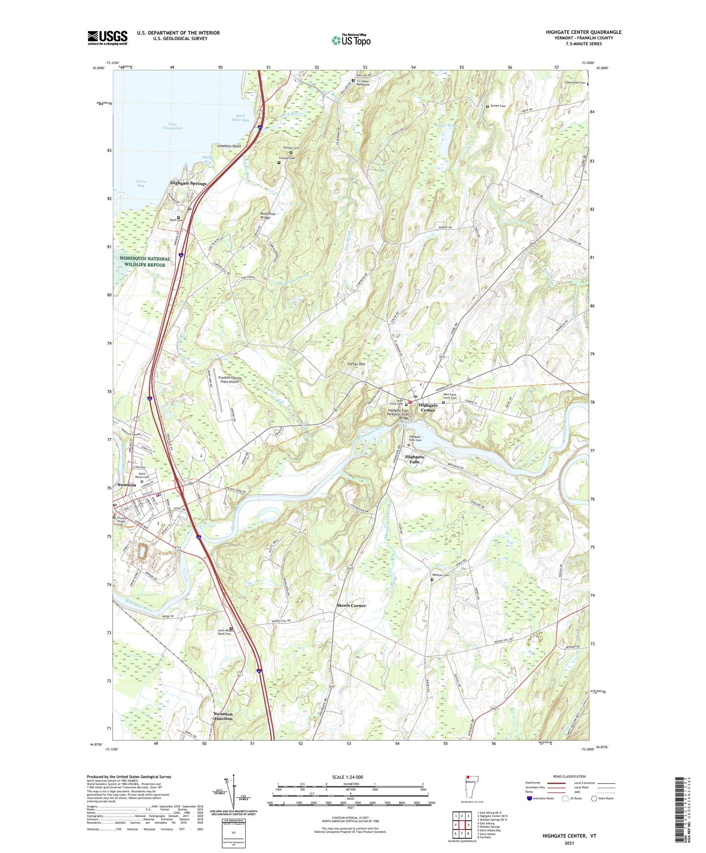 Highgate Center Vermont US Topo Map Image