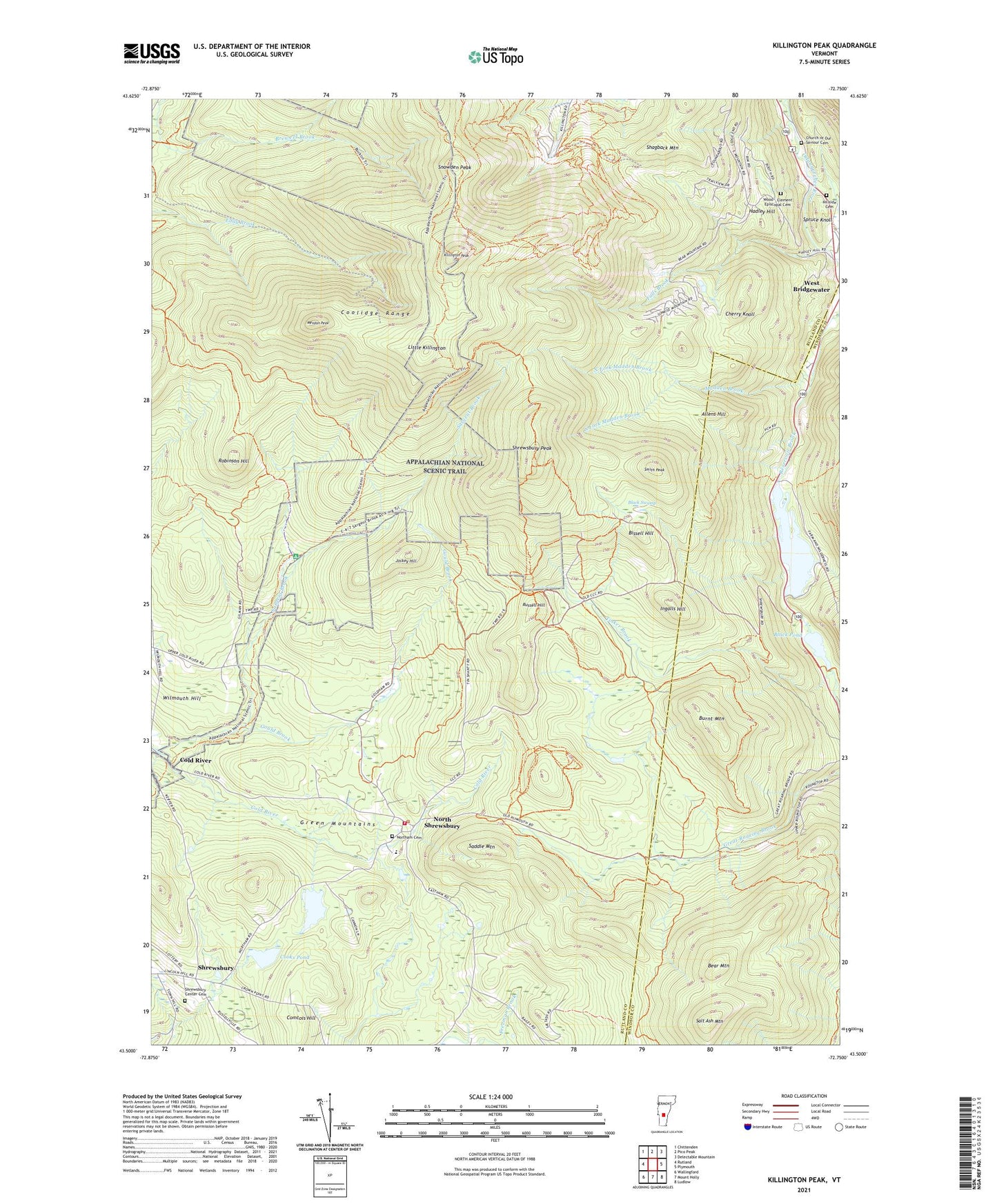Killington Peak Vermont US Topo Map Image
