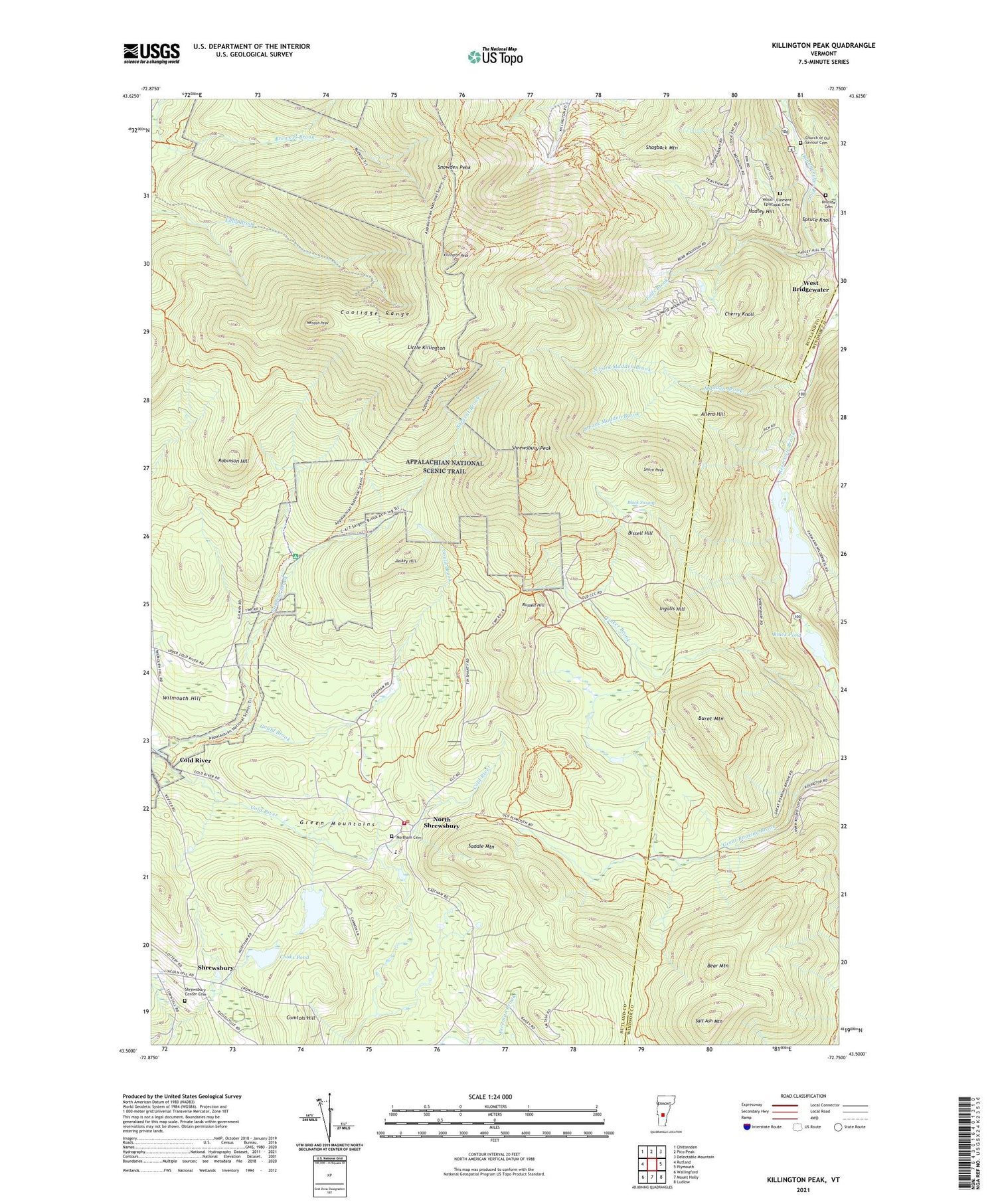 Killington Peak Vermont US Topo Map Image