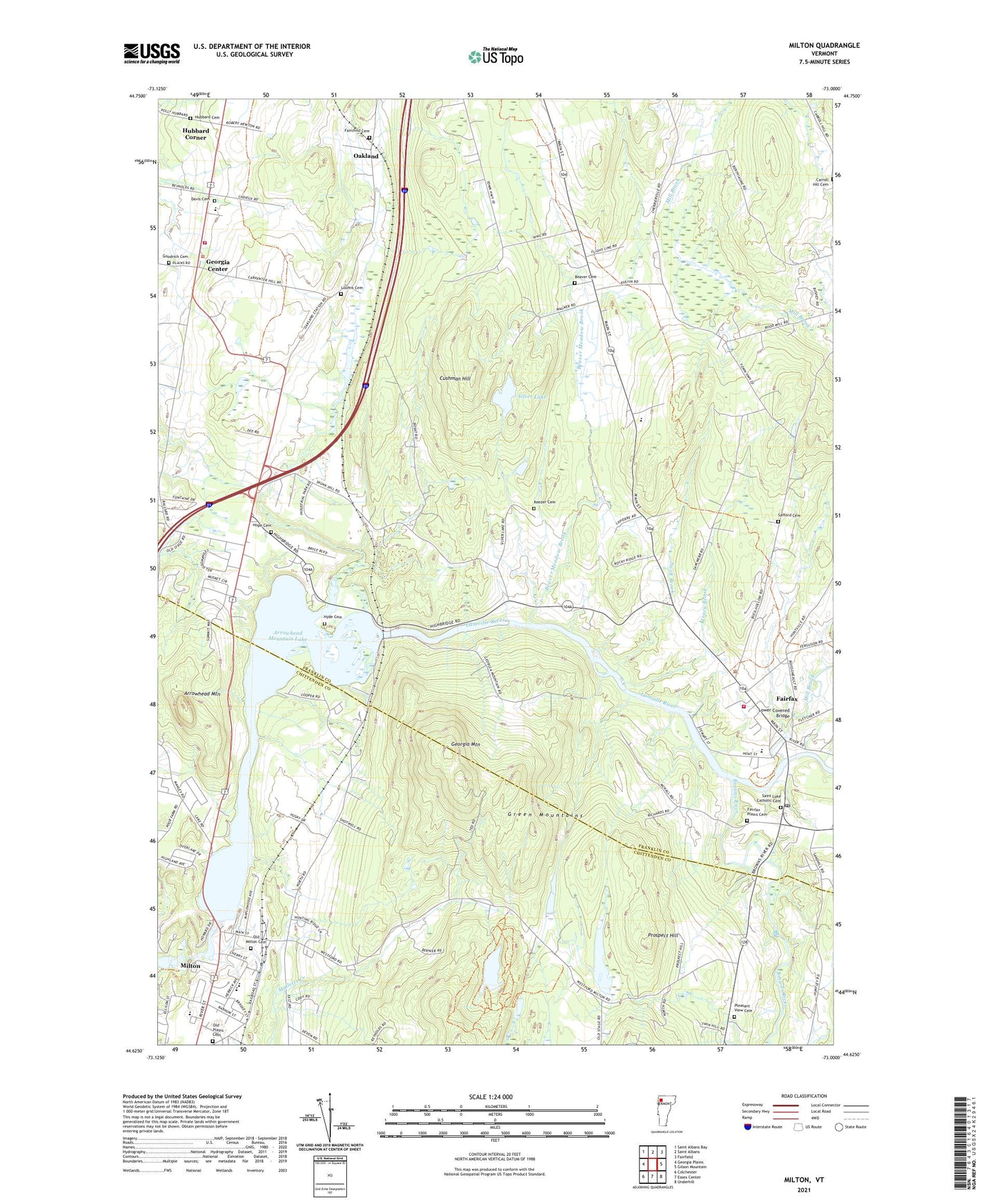 Milton Vermont US Topo Map Image