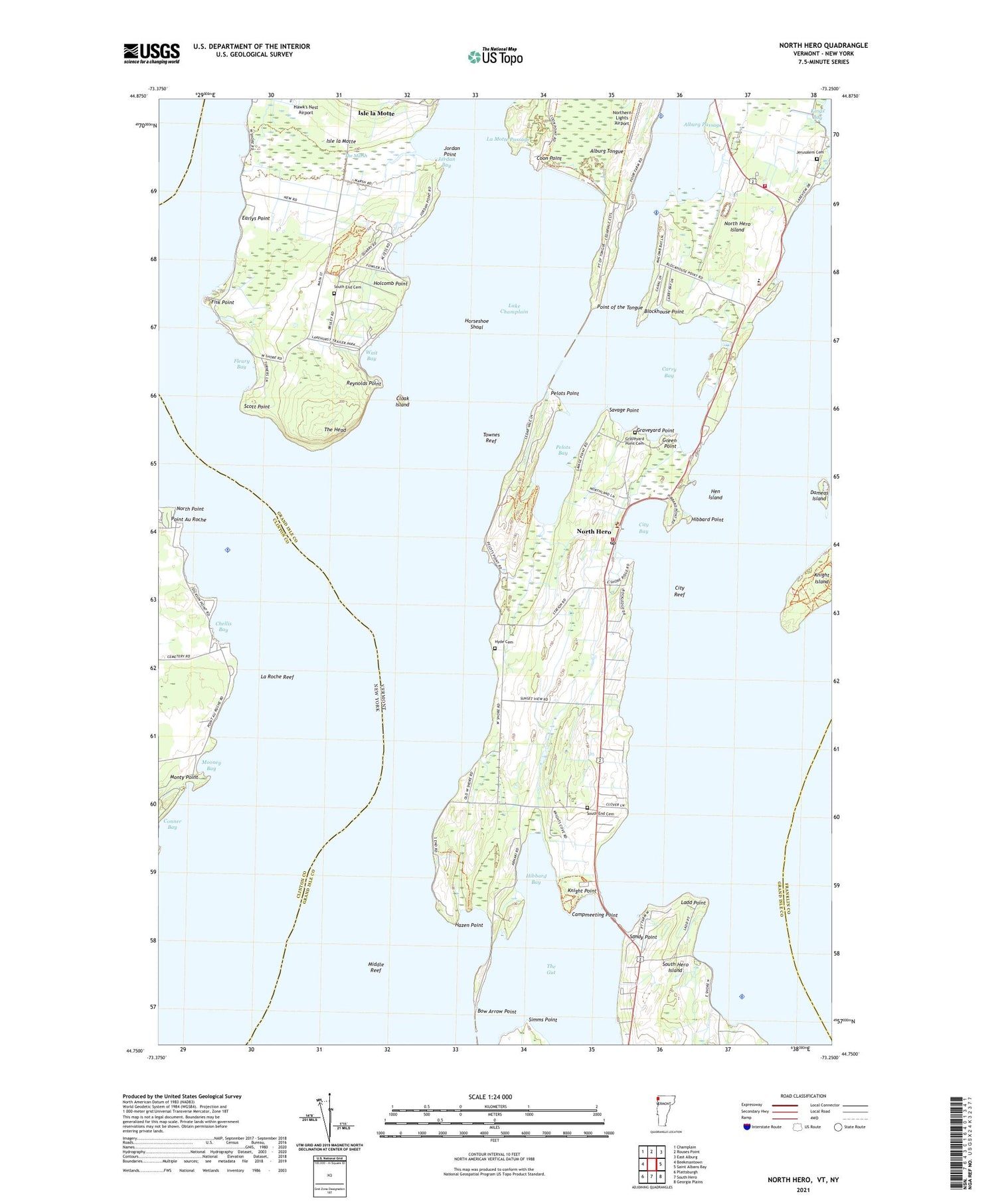 North Hero Vermont US Topo Map Image