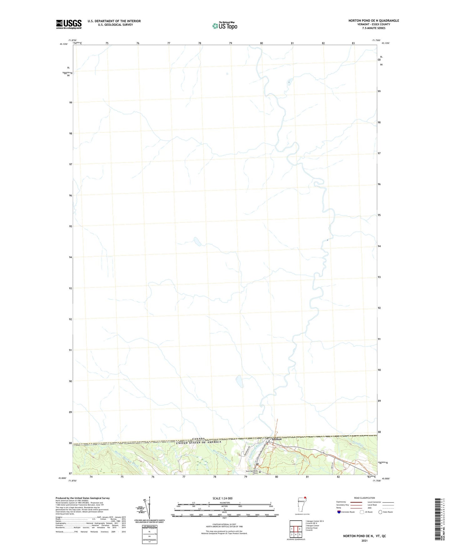Norton Pond OE N Vermont US Topo Map Image