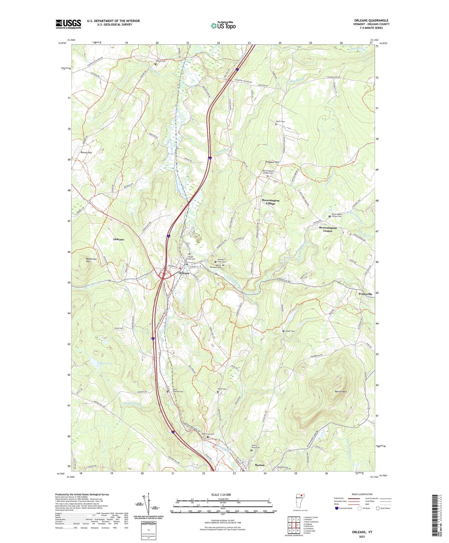 Orleans Vermont US Topo Map Image