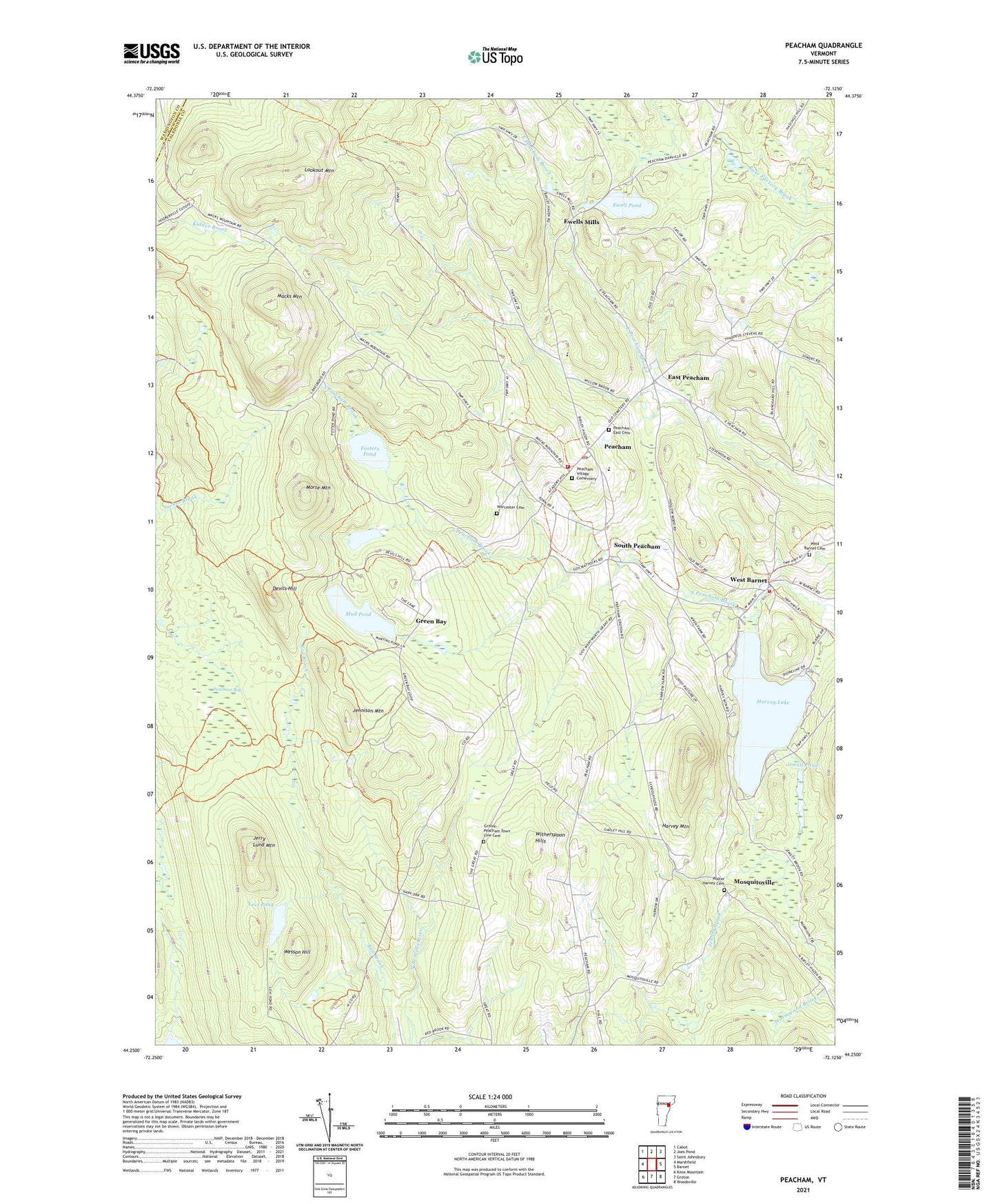 Peacham Vermont US Topo Map Image