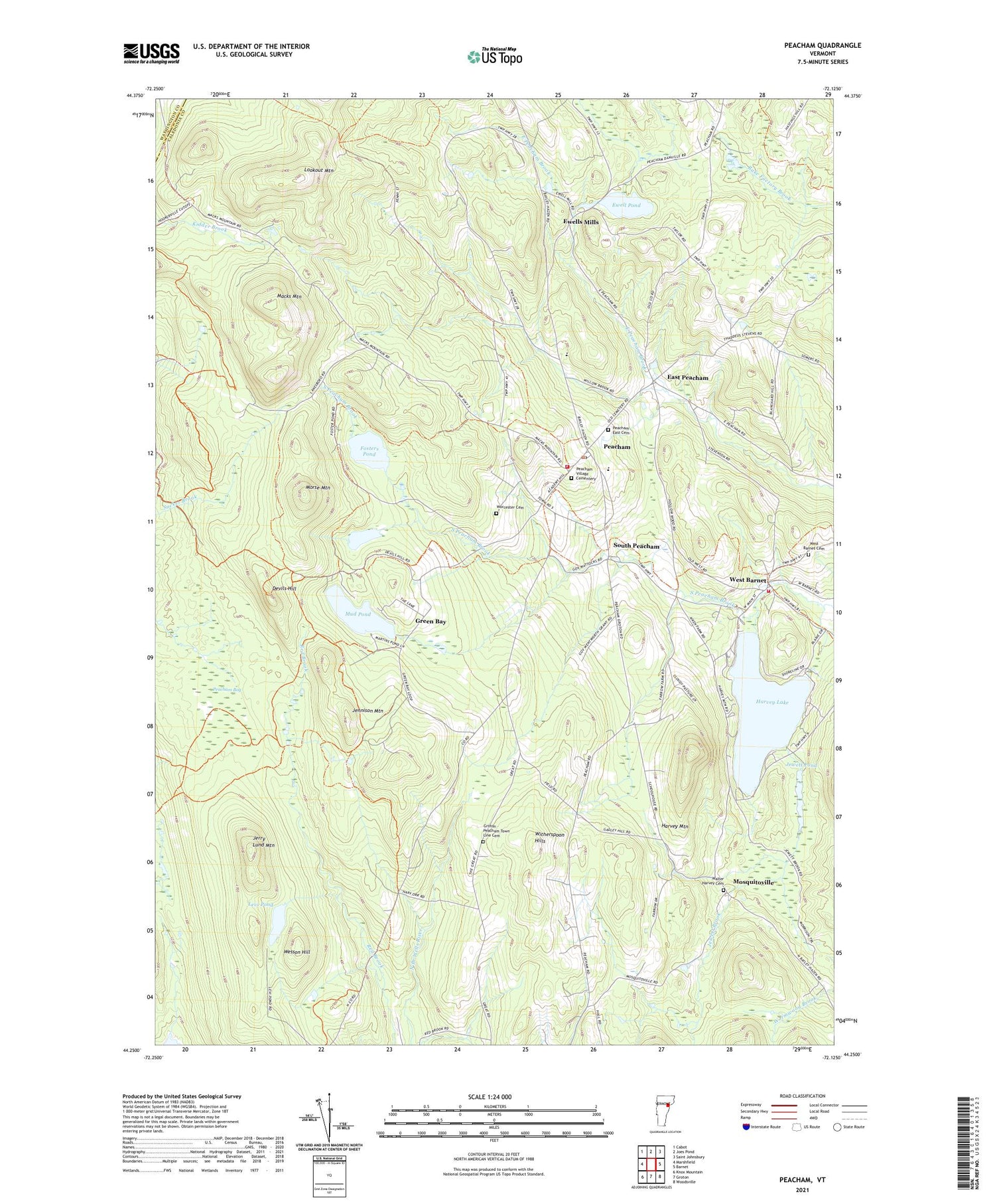Peacham Vermont US Topo Map Image