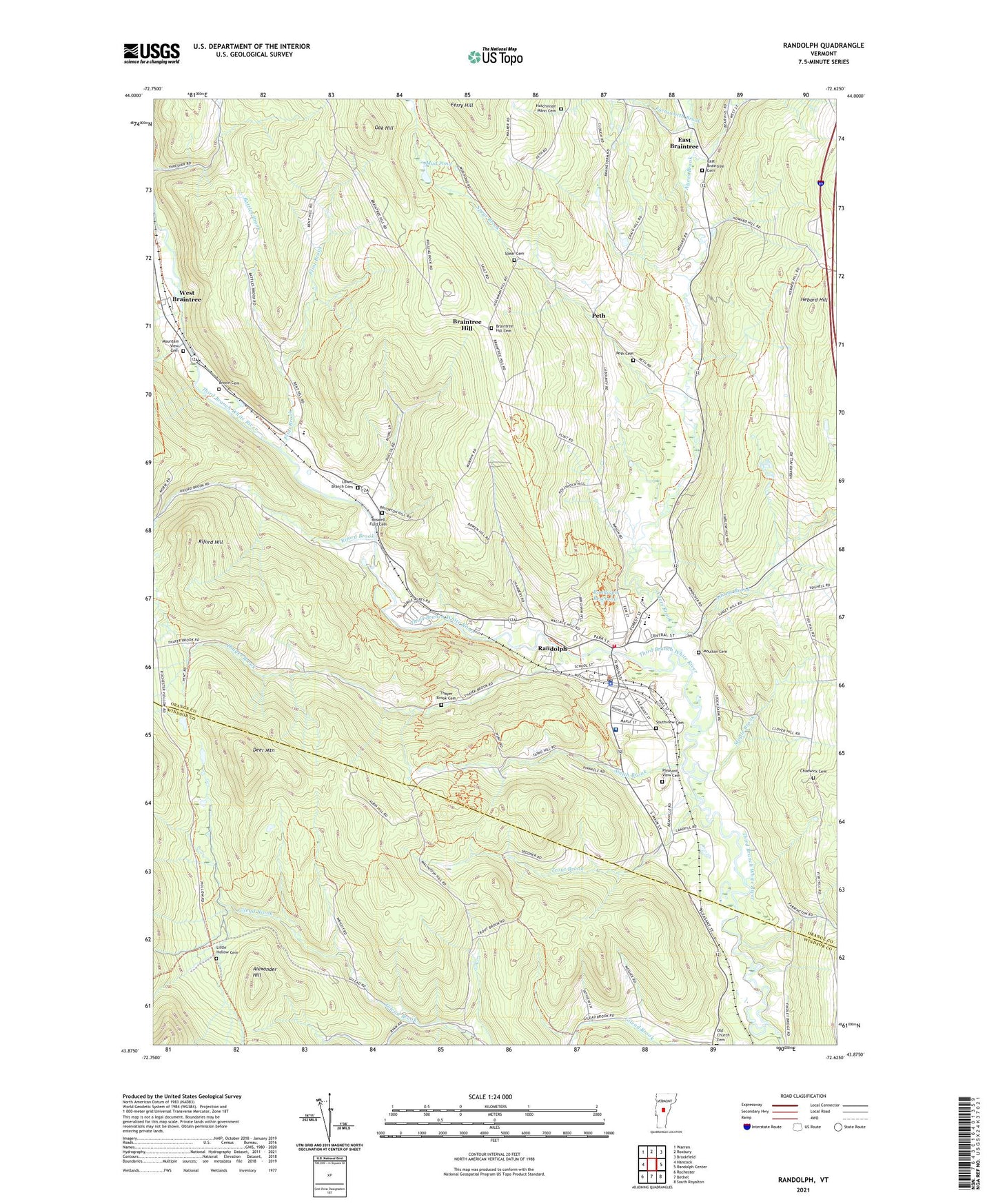 Randolph Vermont US Topo Map Image