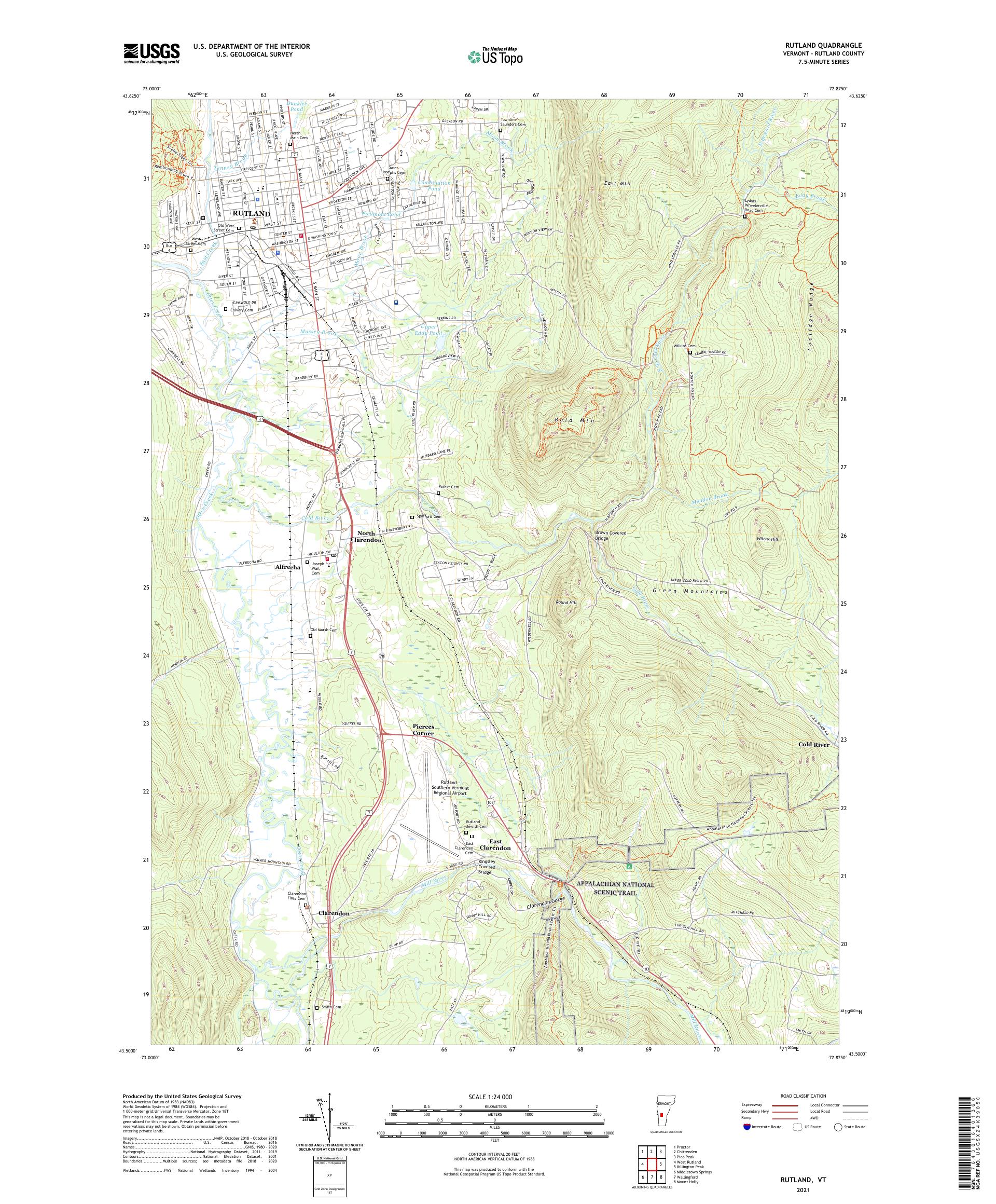 Rutland Vermont US Topo Map – MyTopo Map Store