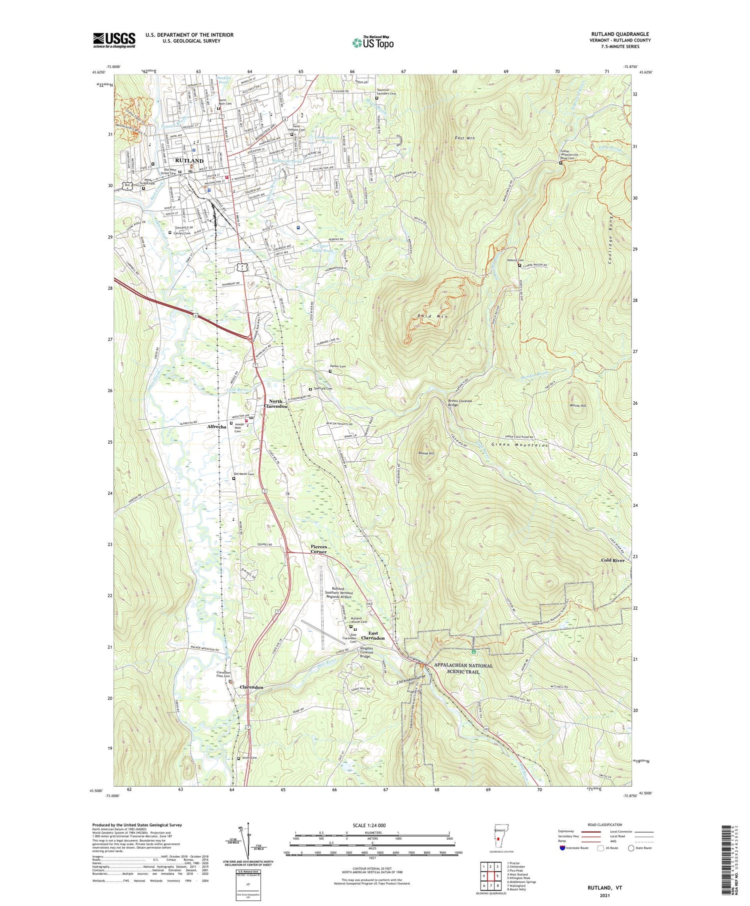 Rutland Vermont US Topo Map Image