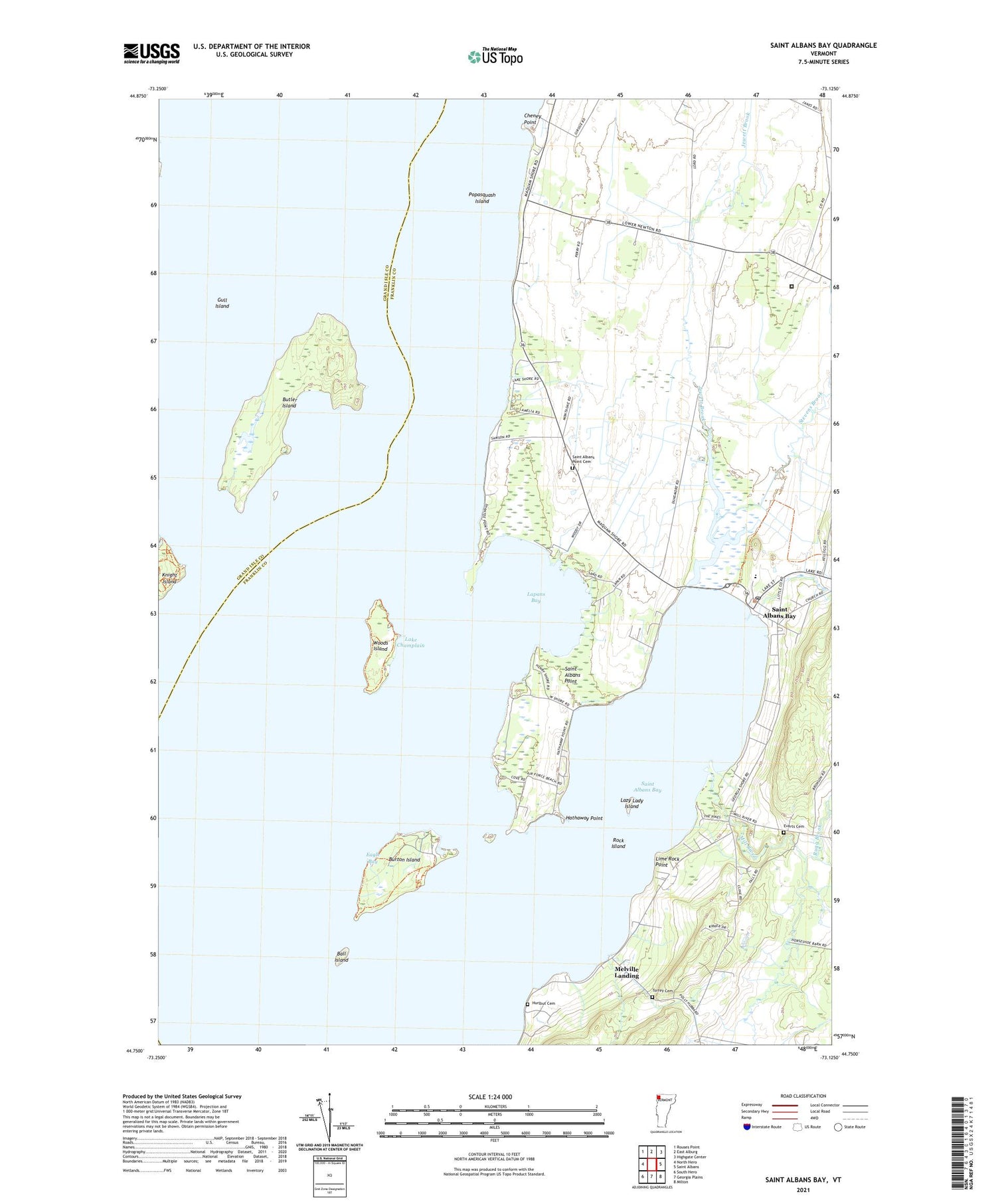 Saint Albans Bay Vermont US Topo Map Image