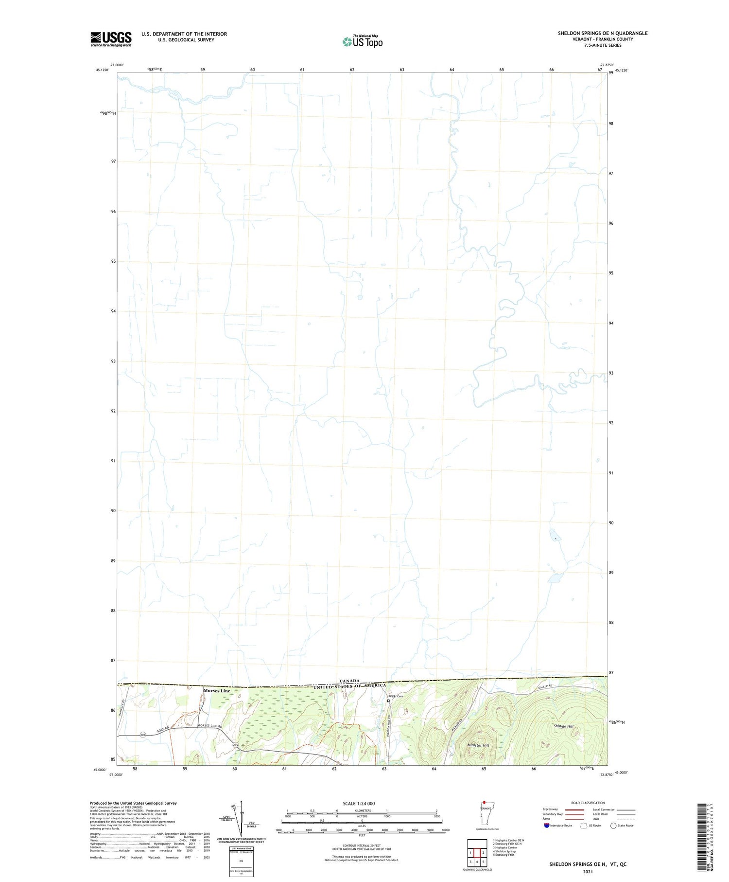 Sheldon Springs OE N Vermont US Topo Map Image