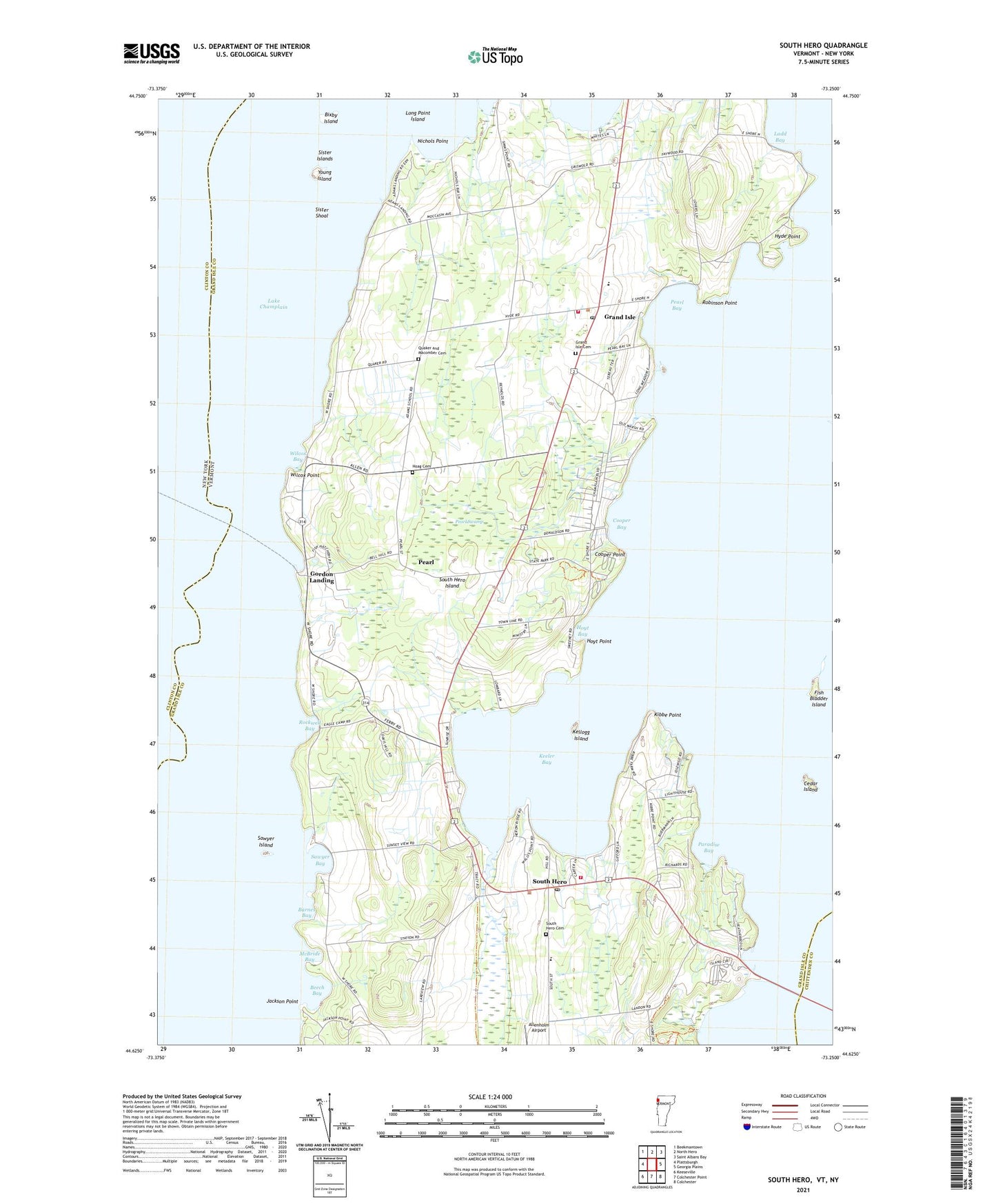 South Hero Vermont US Topo Map Image
