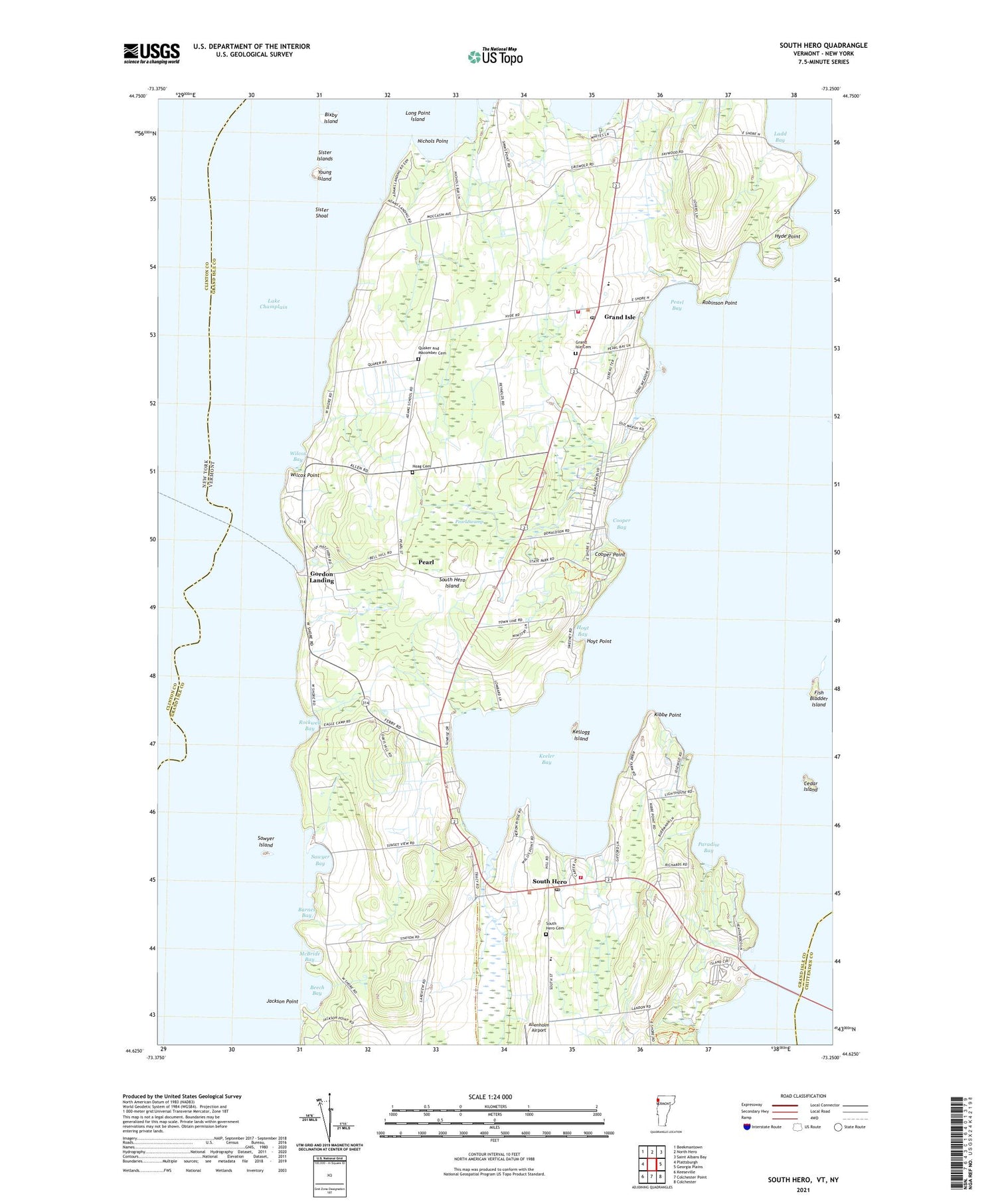 South Hero Vermont US Topo Map Image